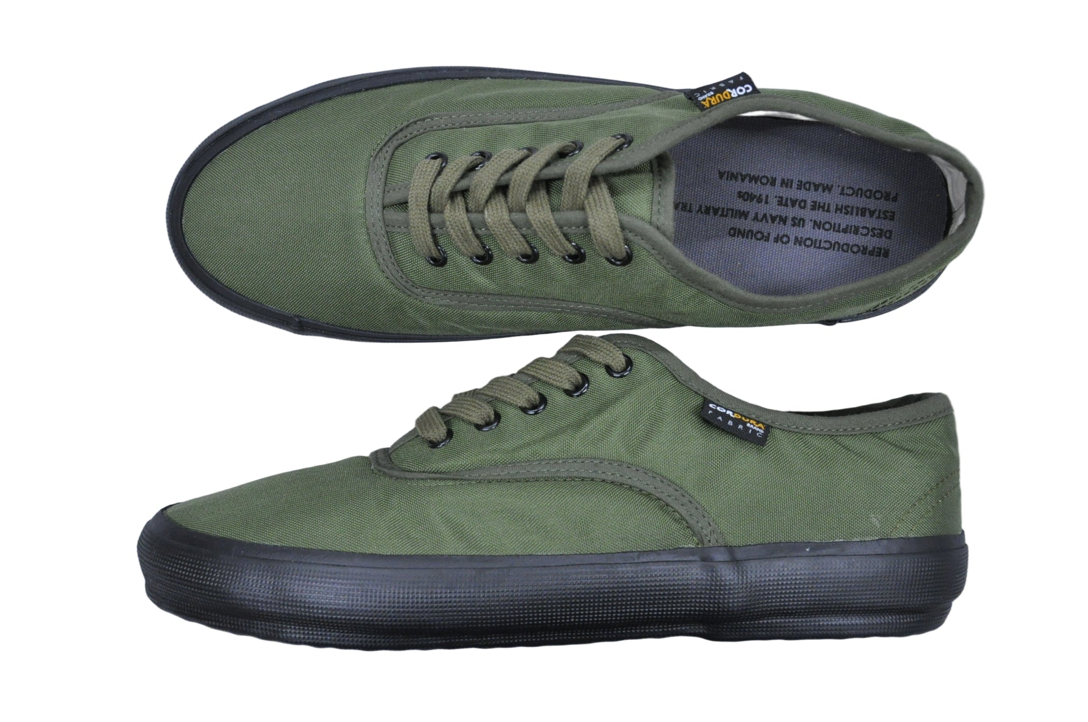 靴 Reproduction of found MILITARY DECK 1940s US Navy Military Trainer - Olive/Black Sole