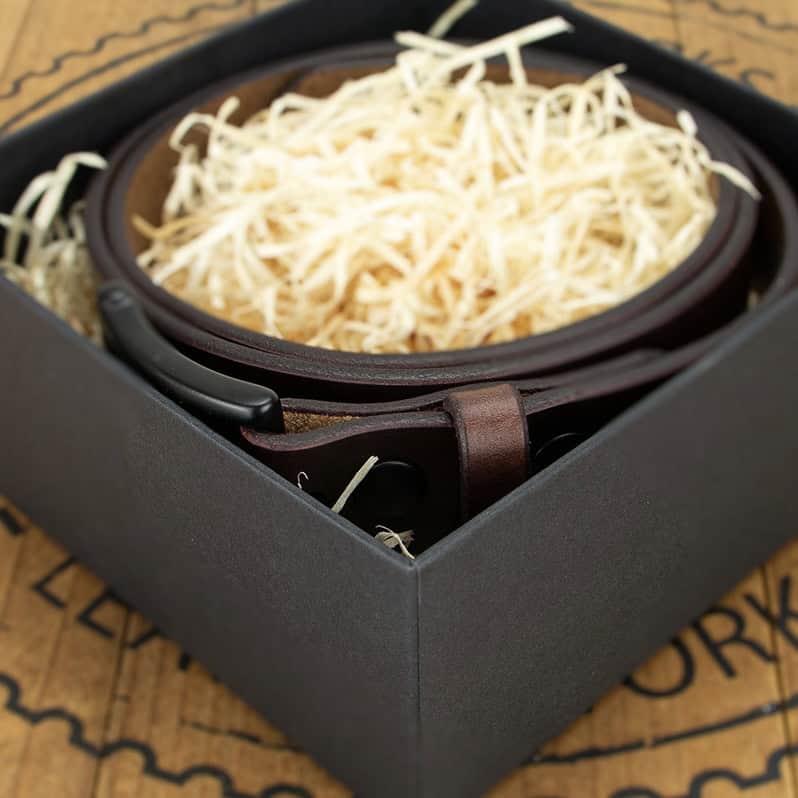 Slim Belt - Oakbark Leather - Oxblood/Black