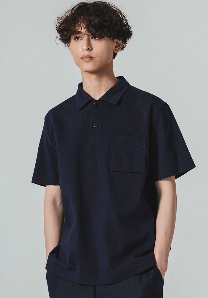 Dotsume Pocket Polo - Navy