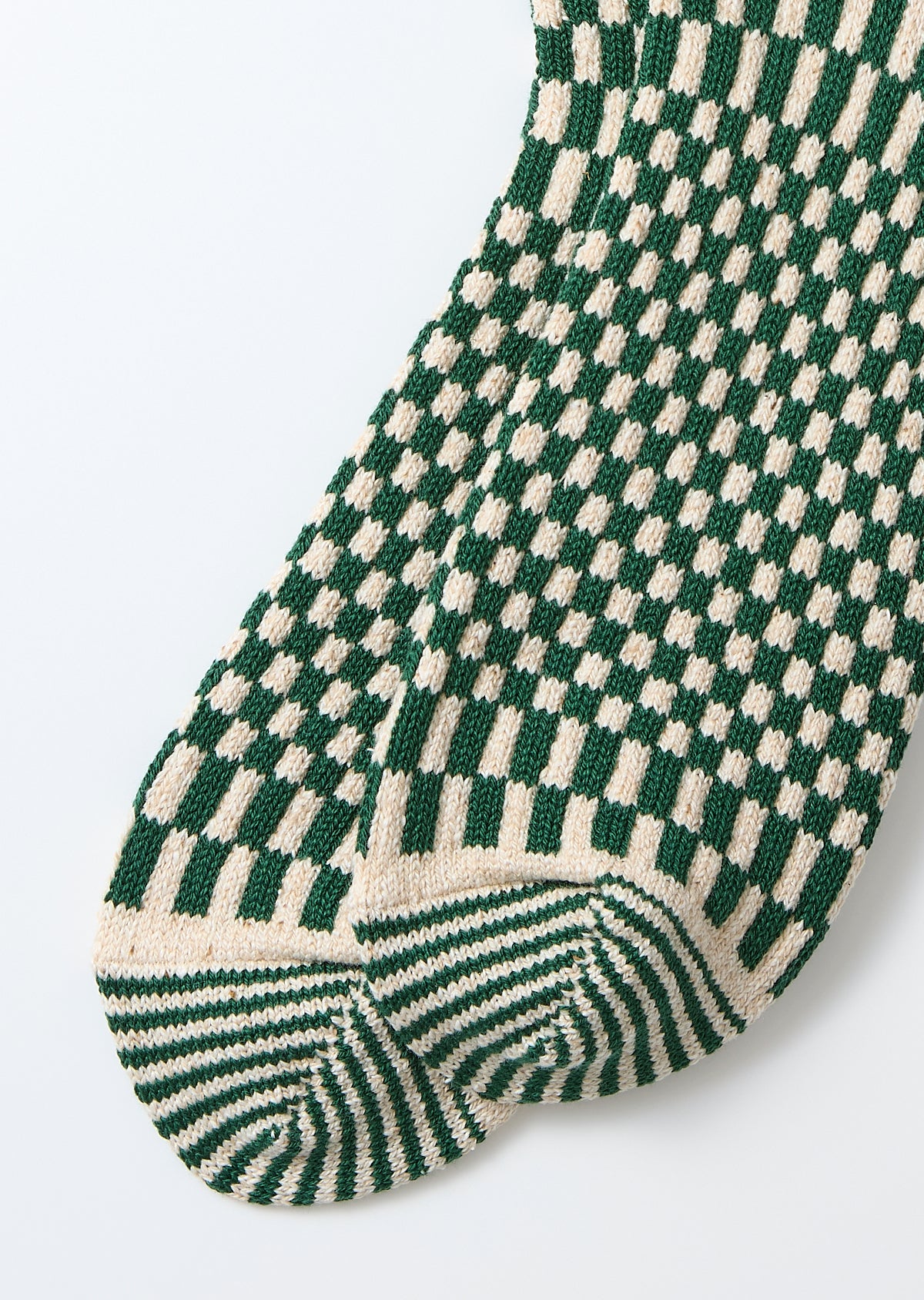Checkerboard Pattern Socks - Green