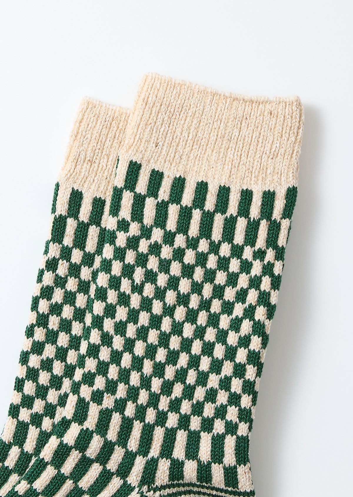 Checkerboard Pattern Socks - Green