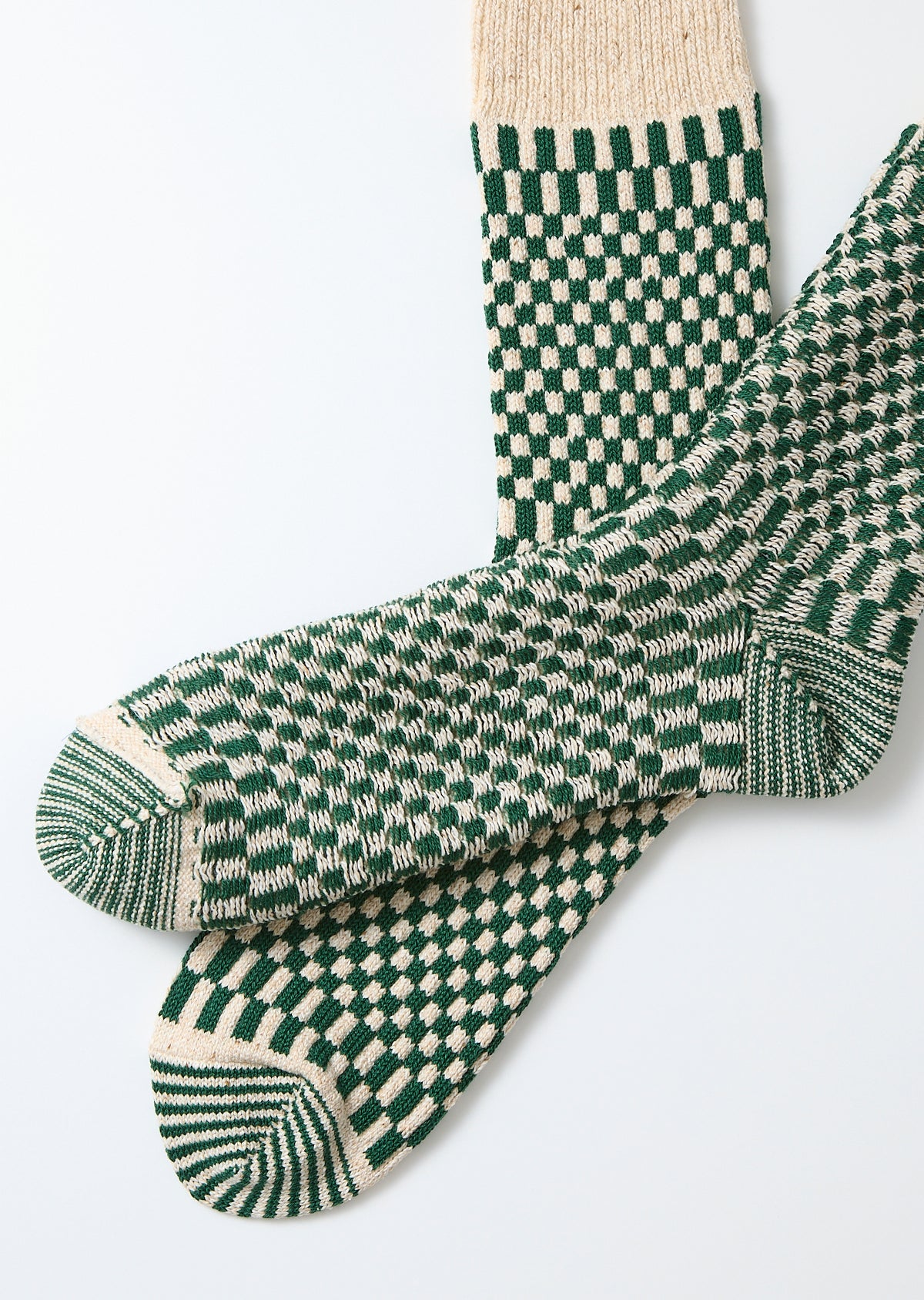 Checkerboard Pattern Socks - Green