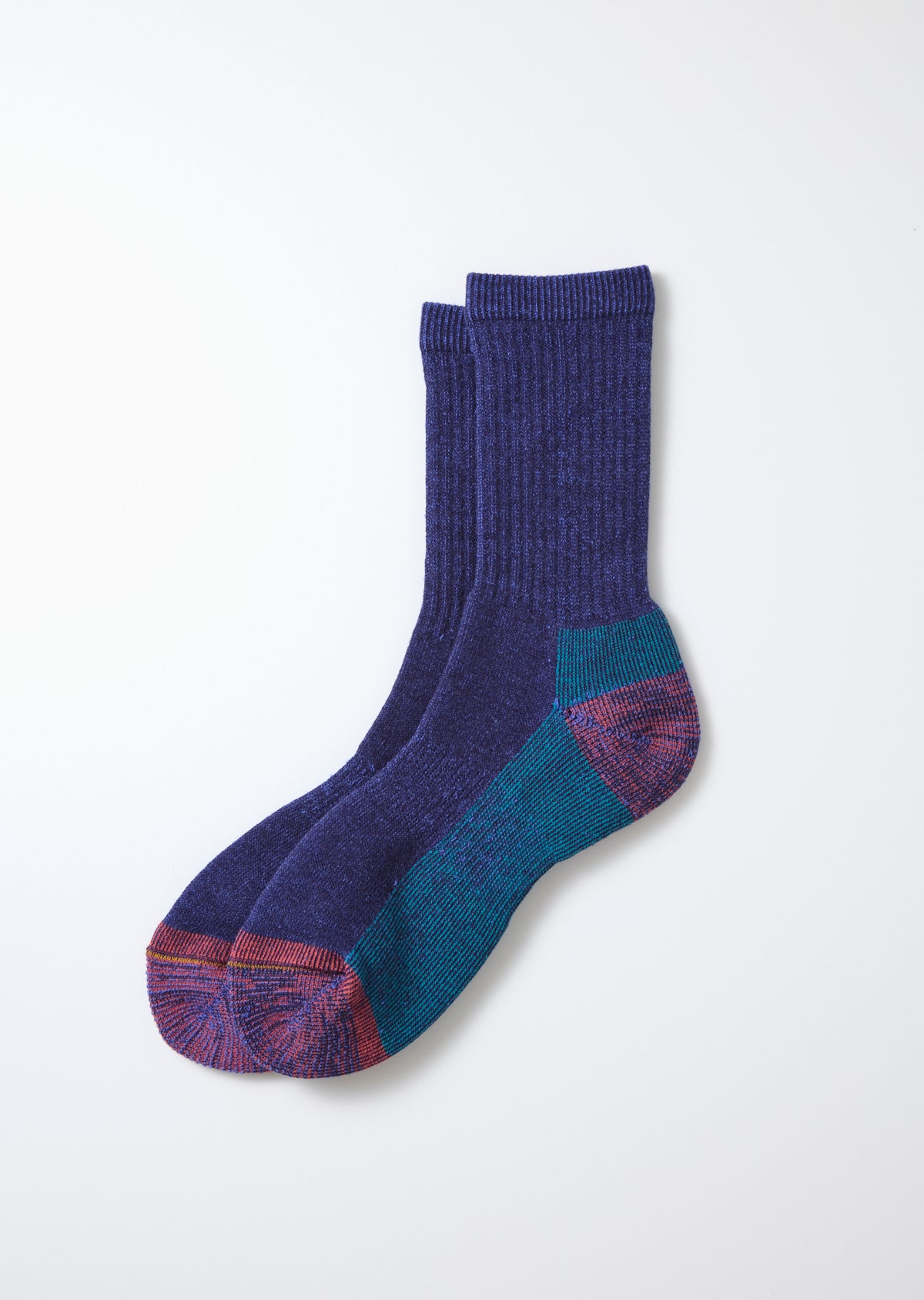 Double Face Merino Pile Socks - Blue/Brown