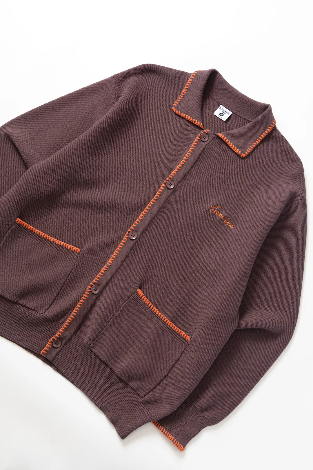 Blanket Stitch Cardigan - Brown