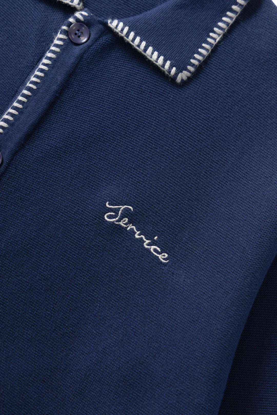 Blanket Stitch Cardigan - Navy