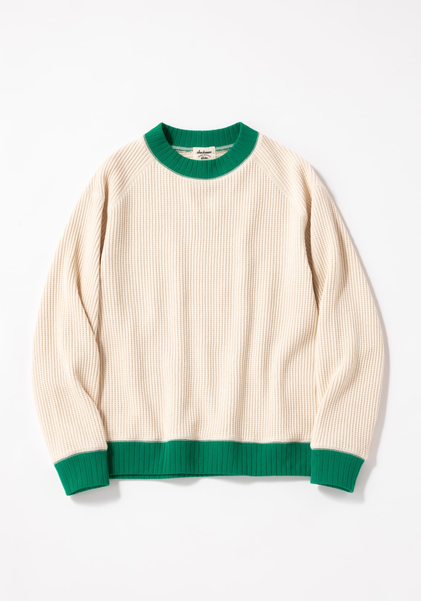 Waffle Midneck - Ivory/Green