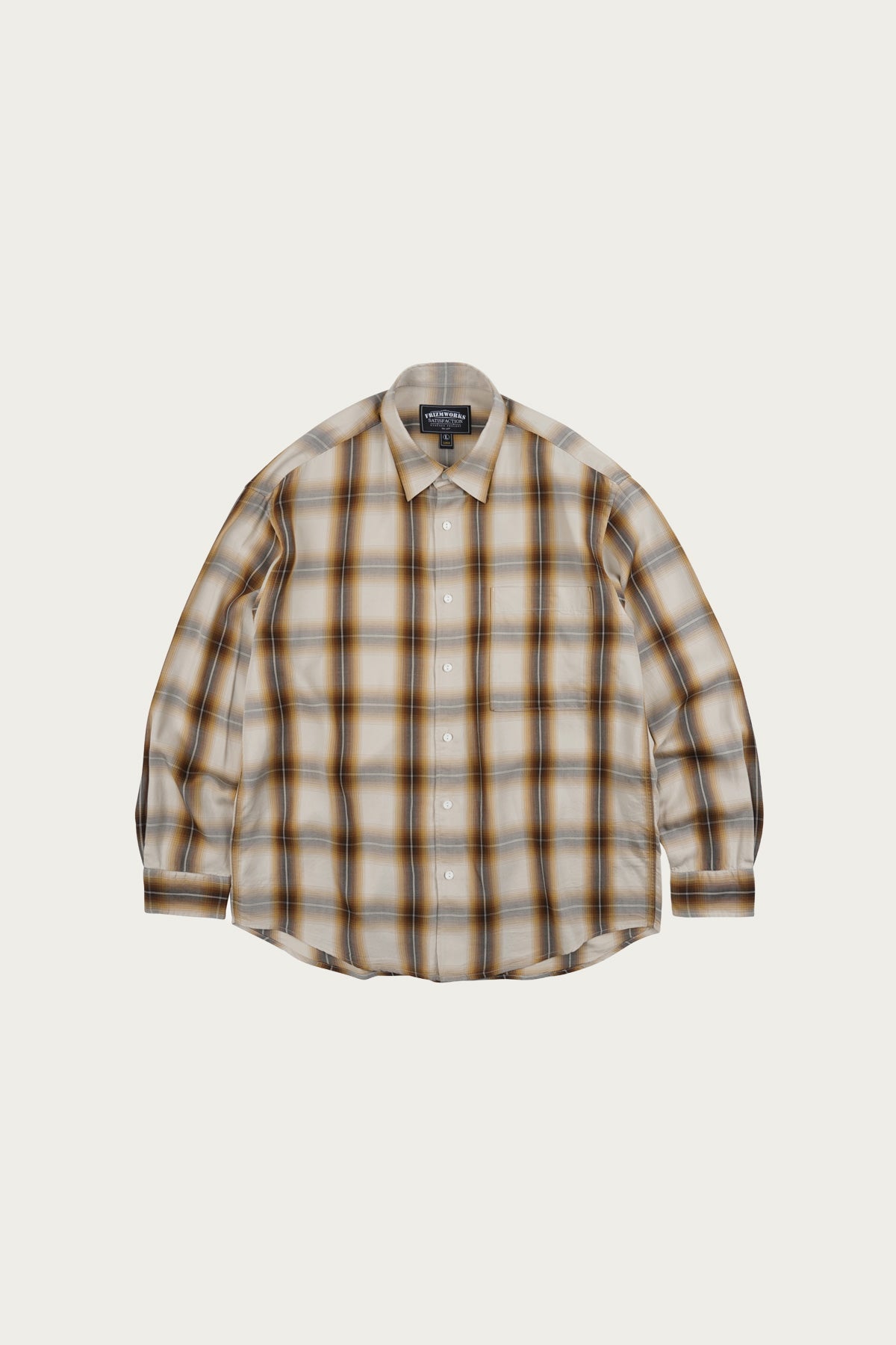 Lyocell Check Relaxed Shirt - Beige
