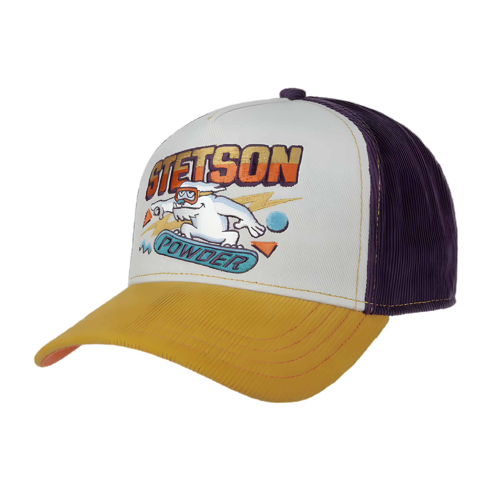 Snowboard Trucker Cap - Sand/Purple