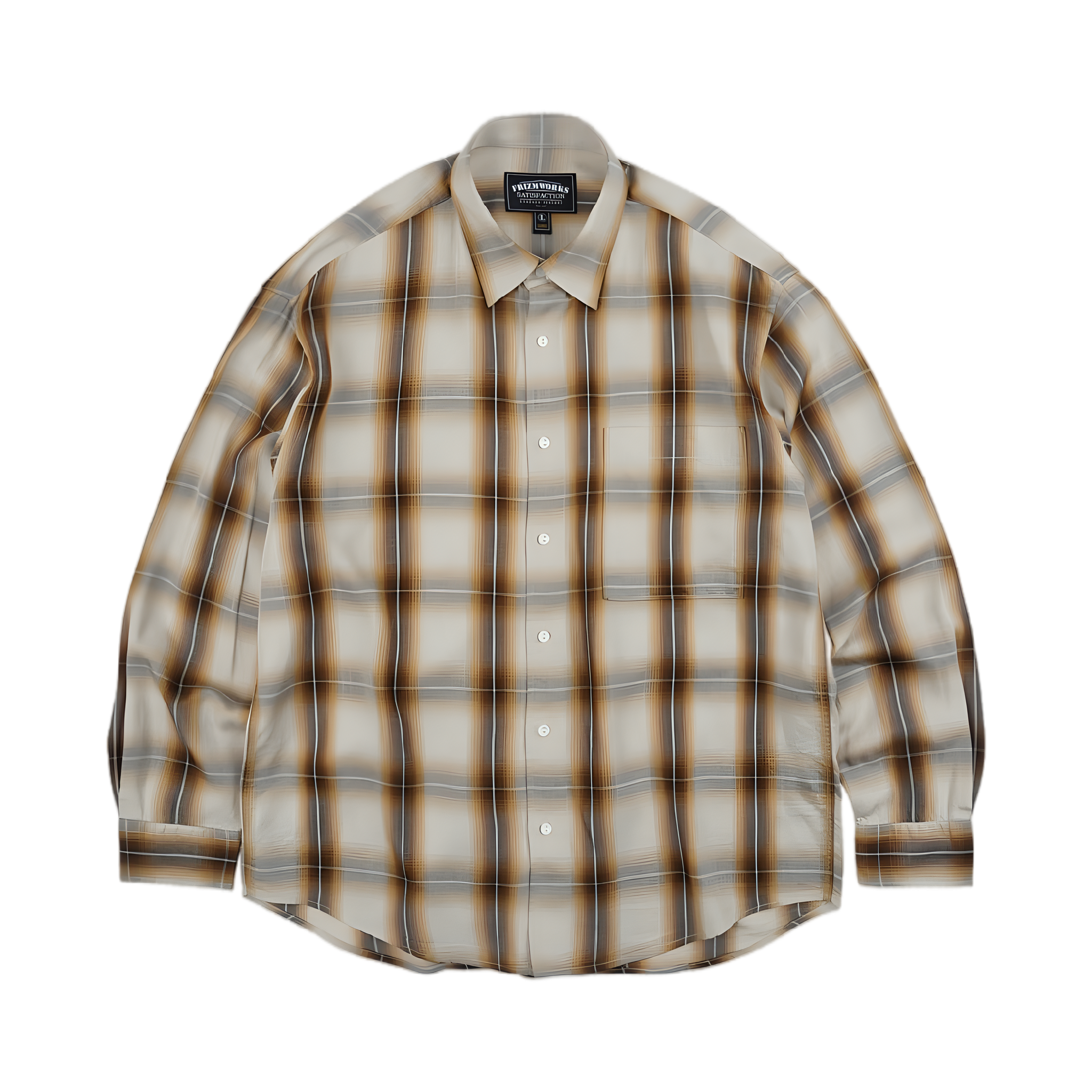Lyocell Check Relaxed Shirt - Beige