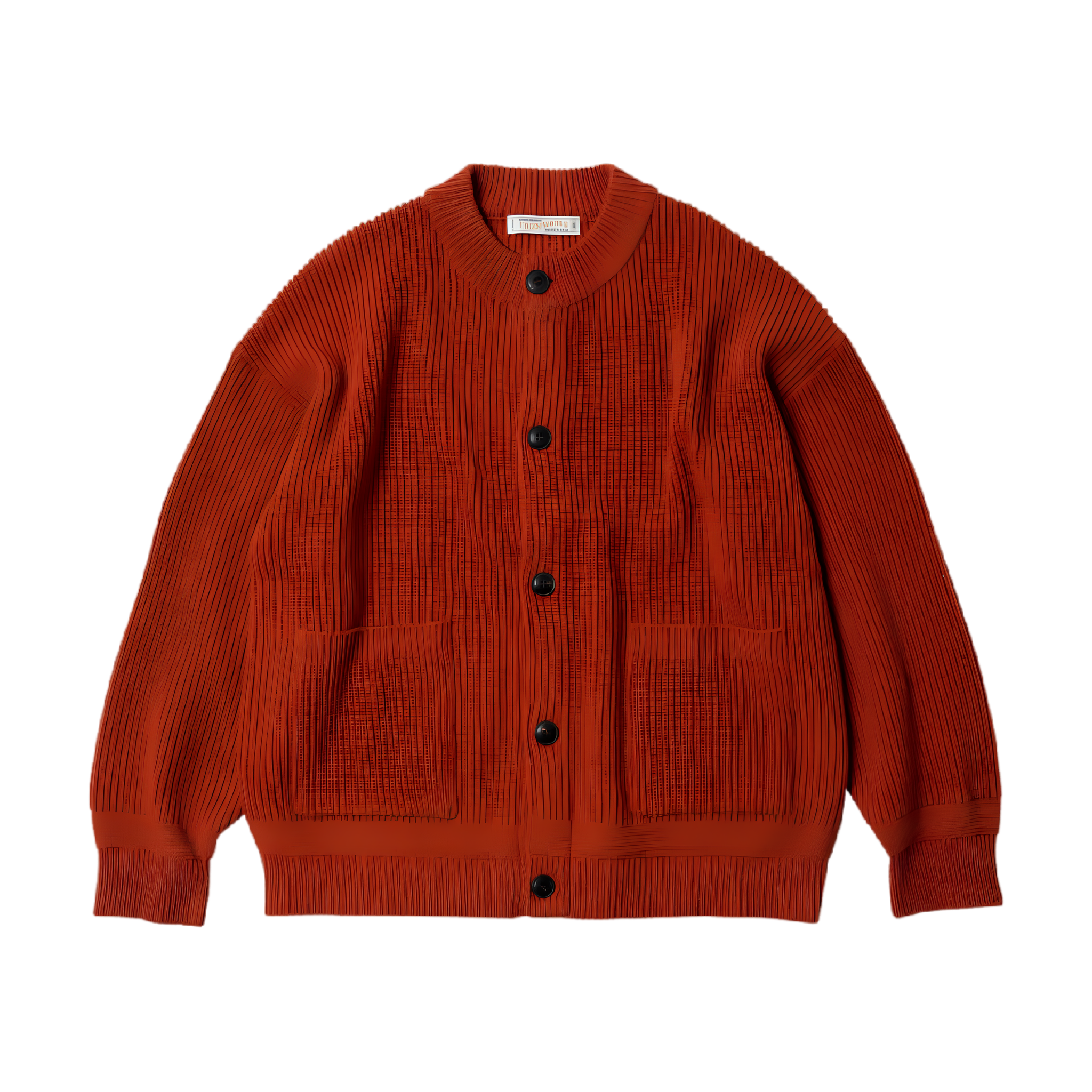 Heavy Wool Round Cardigan - Brick