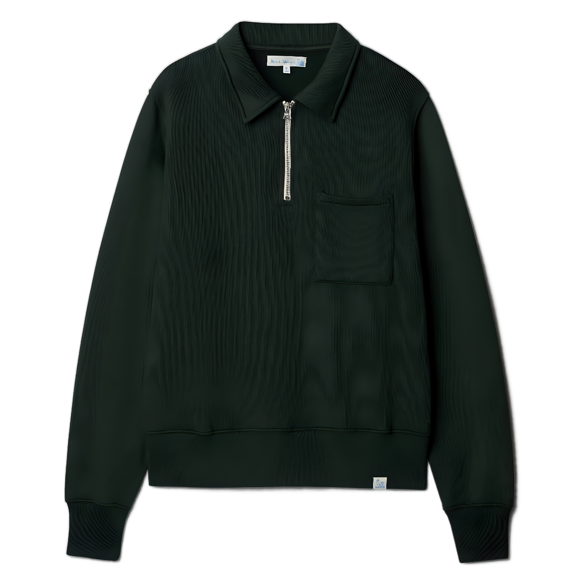 Cropped Vintage Fleece Polo Collared Half-Zip Sweatshirt - Forest