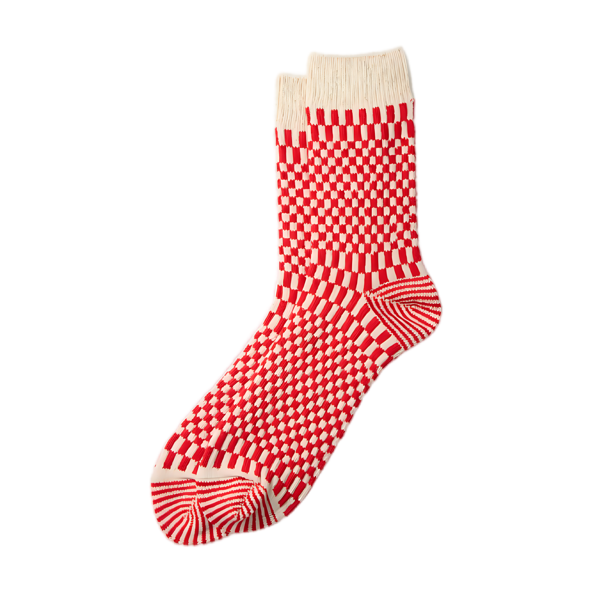 Checkerboard Pattern Socks - Red