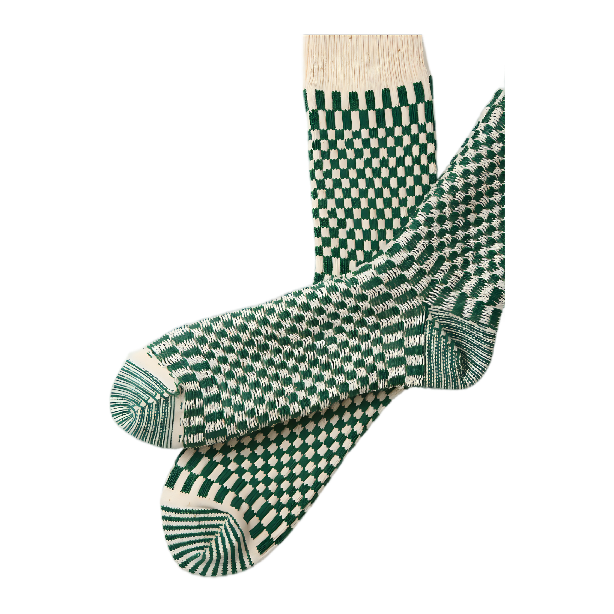 Checkerboard Pattern Socks - Green