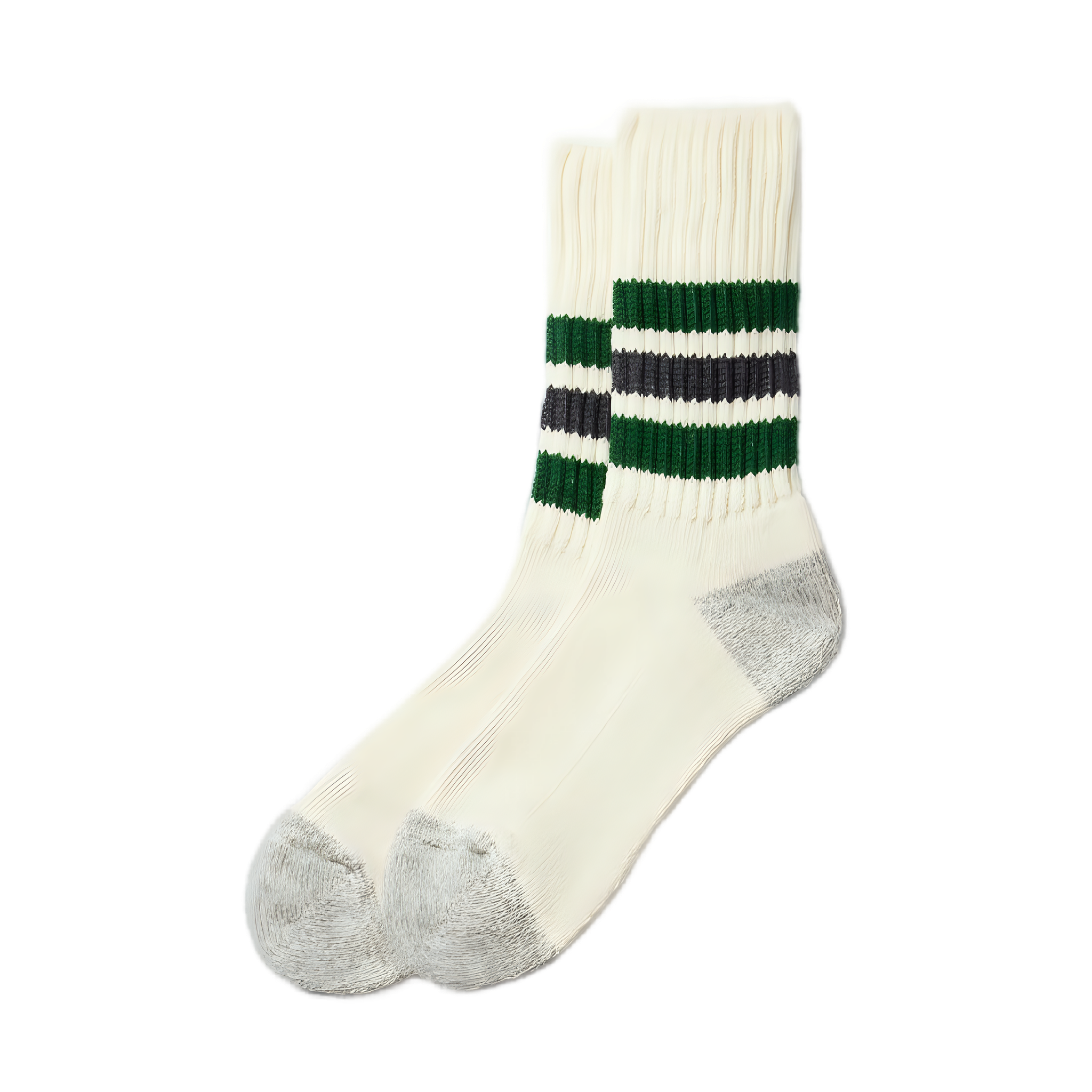 Coarse Ribbed Oldschool Crew Socks - Green/Charcoal