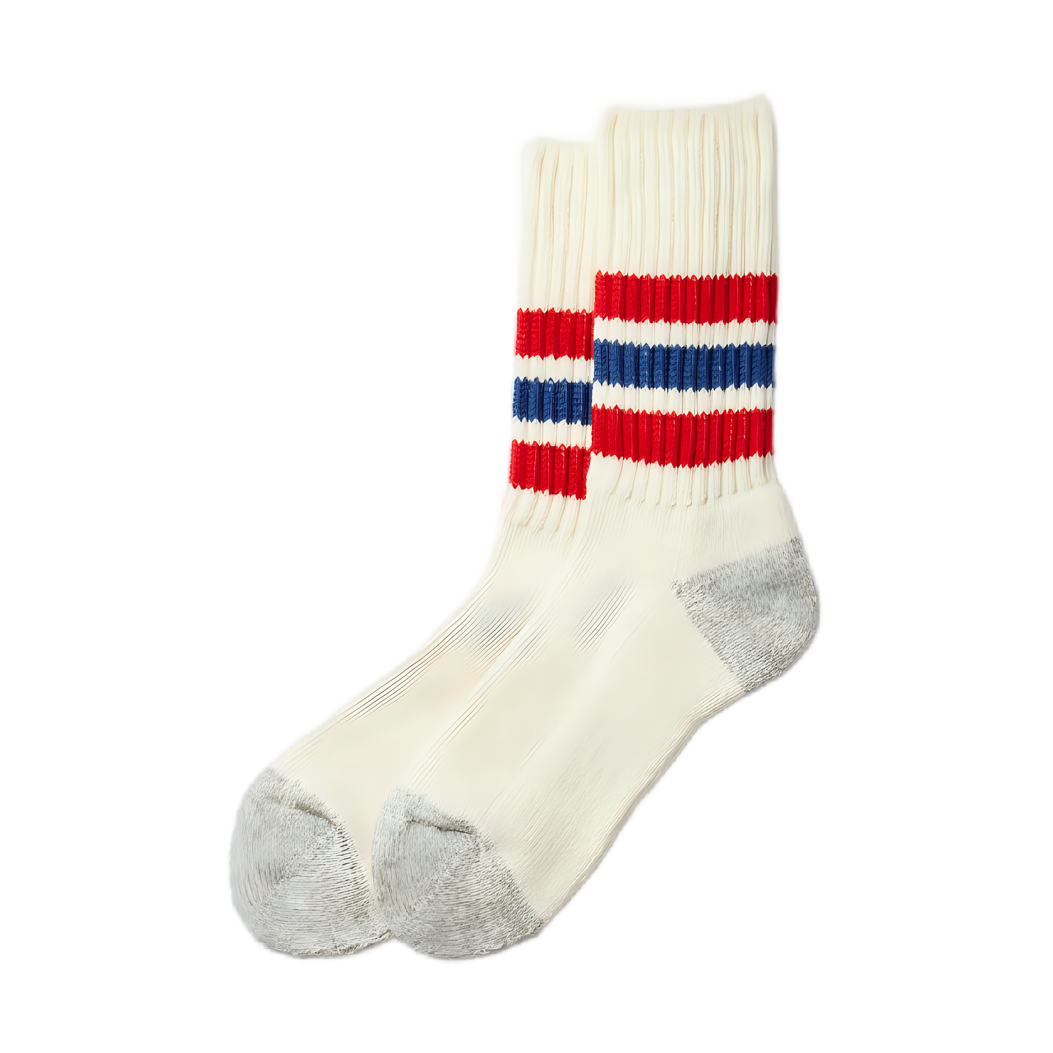 Coarse Ribbed Oldschool Crew Socks - Chilli Red/Blue