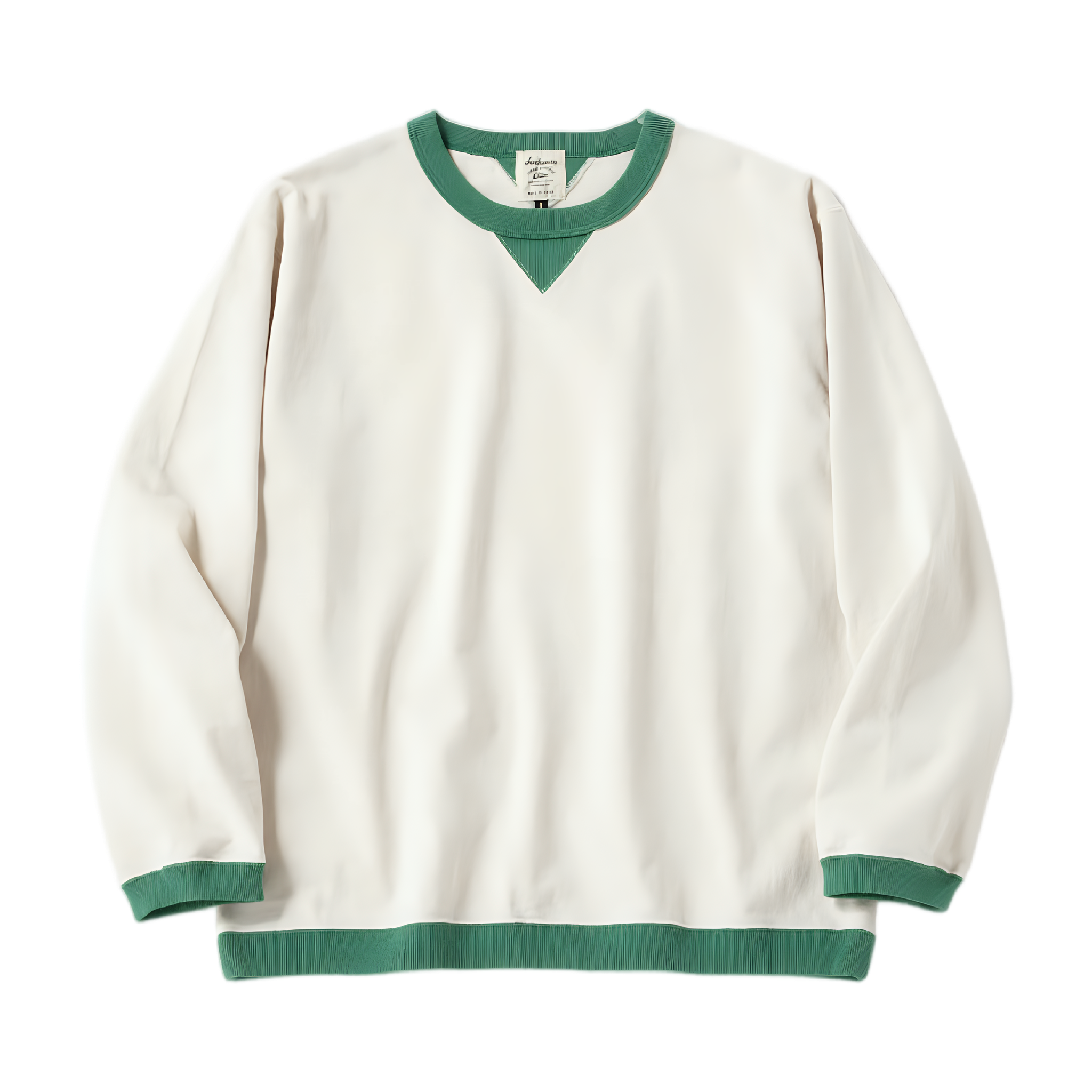 Dotsume Rib L/S T-Shirt - Ivory/Green