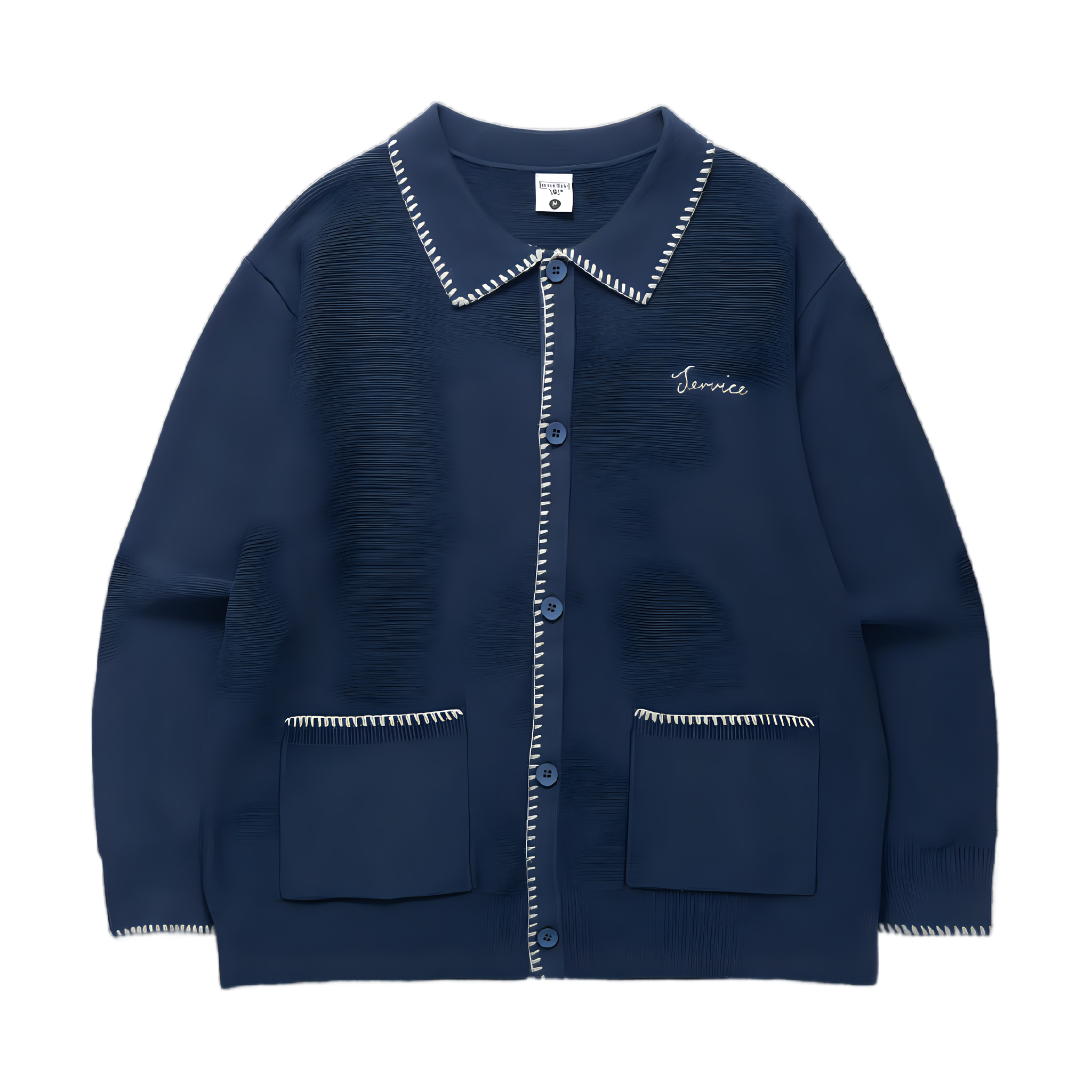 Blanket Stitch Cardigan - Navy