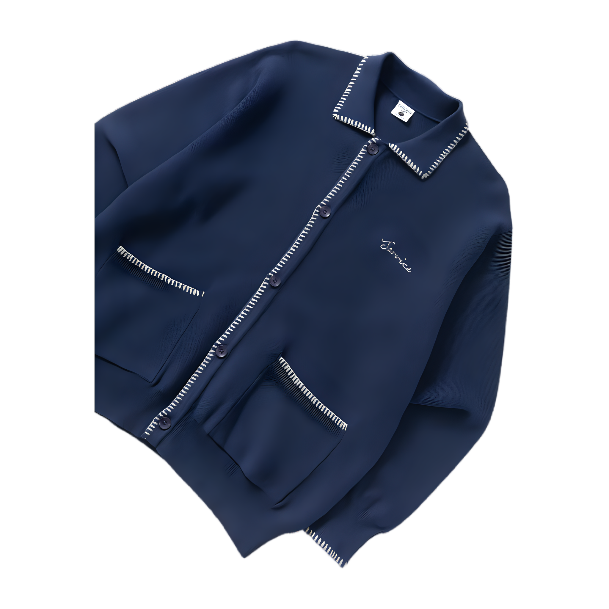 Blanket Stitch Cardigan - Navy