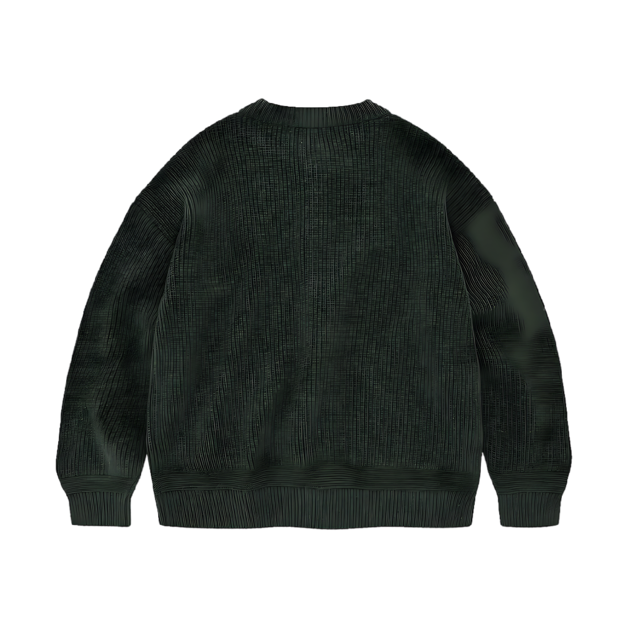 Heavy Wool Round Cardigan - Forest Green