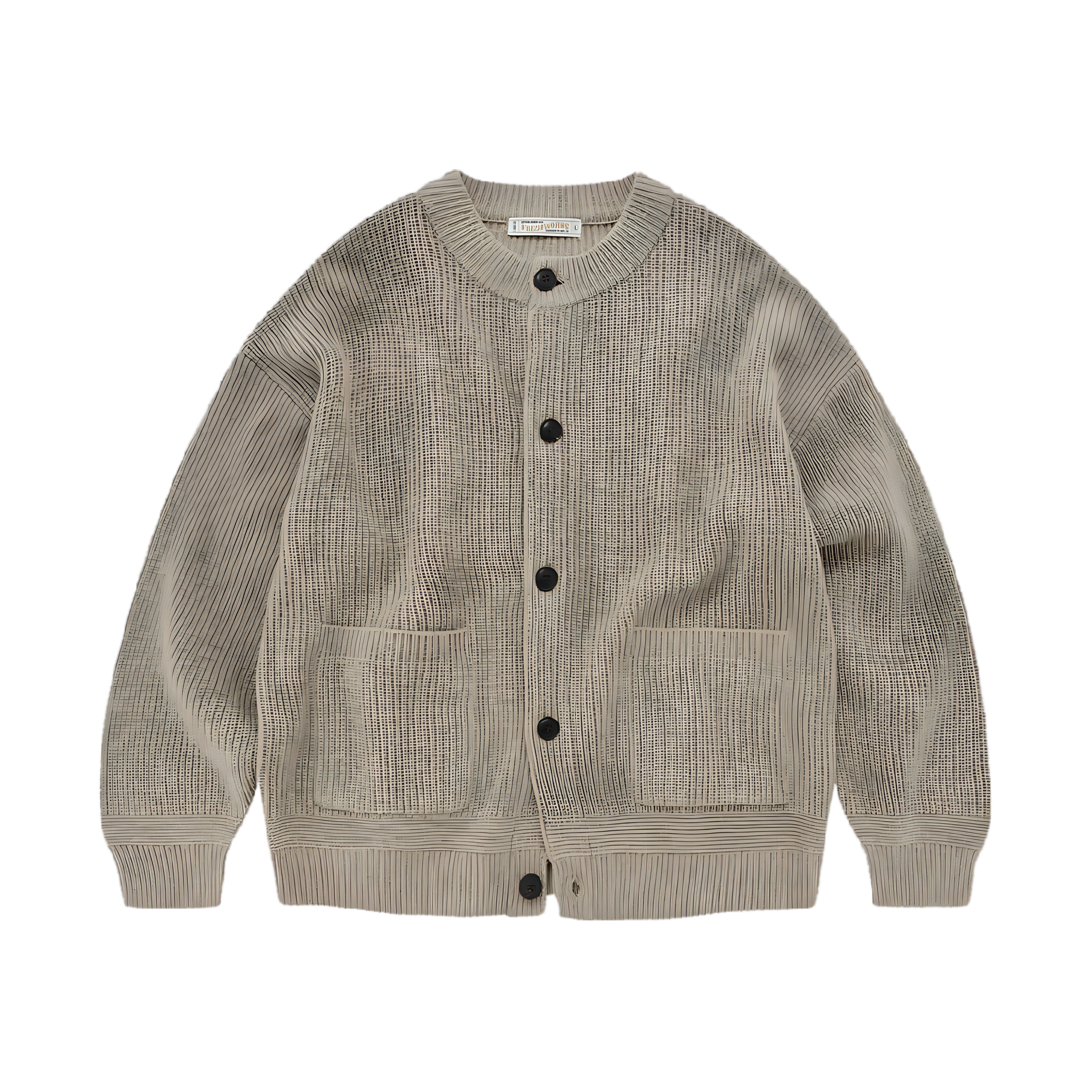 Heavy Wool Round Cardigan - Oatmeal