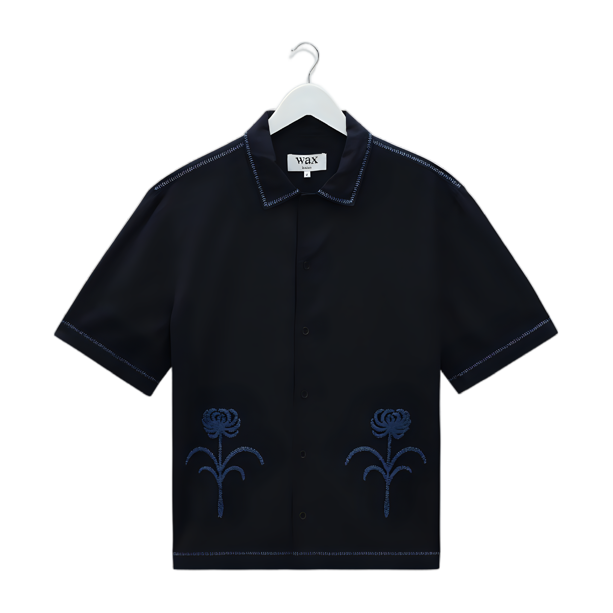 Keats SS Embroidered Shirt - Navy/Blue