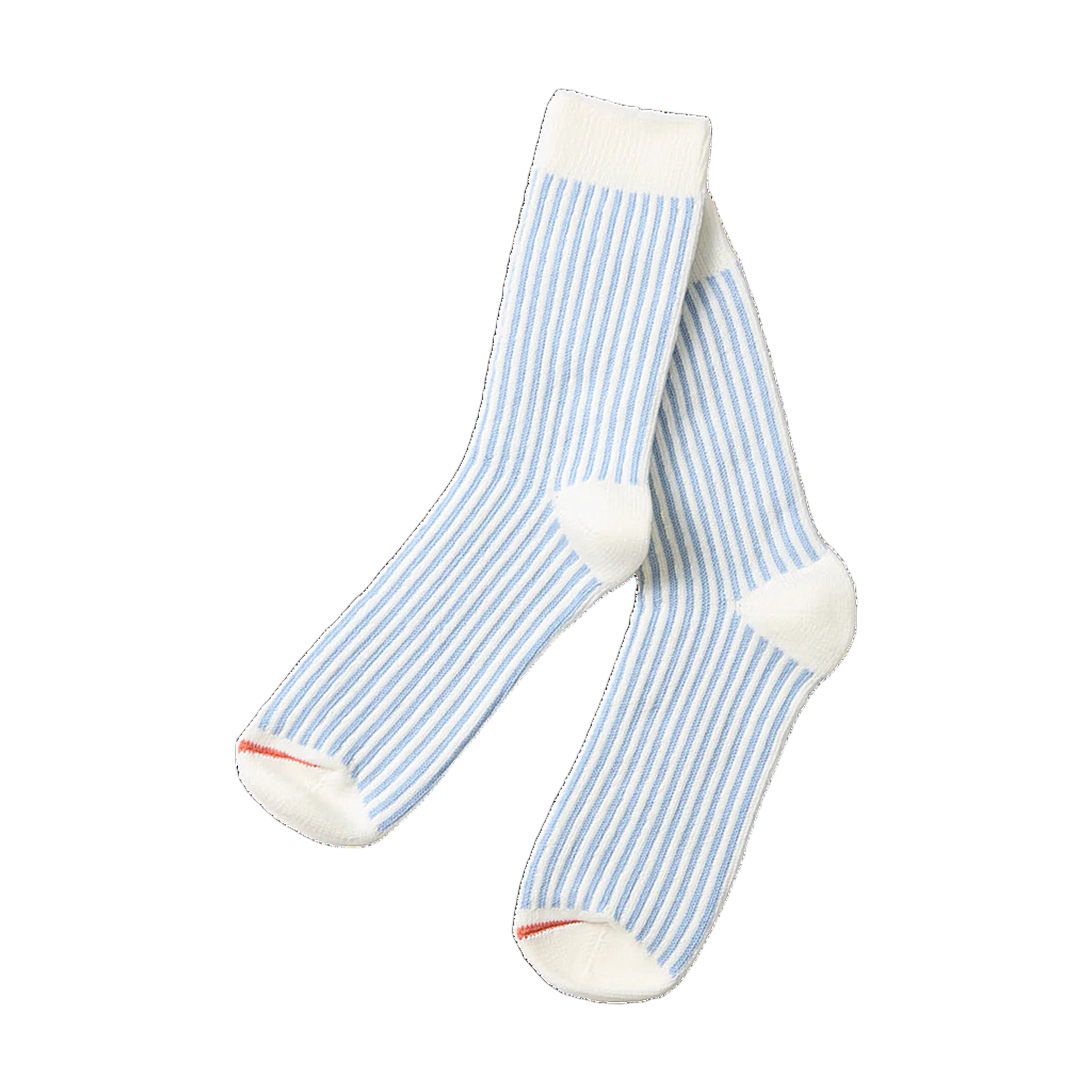 Vertical Stripe Socks - White/Light Blue