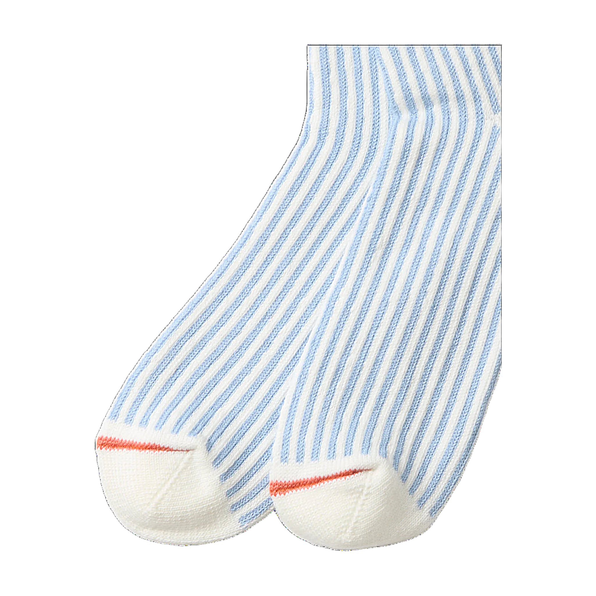 Vertical Stripe Socks - White/Light Blue