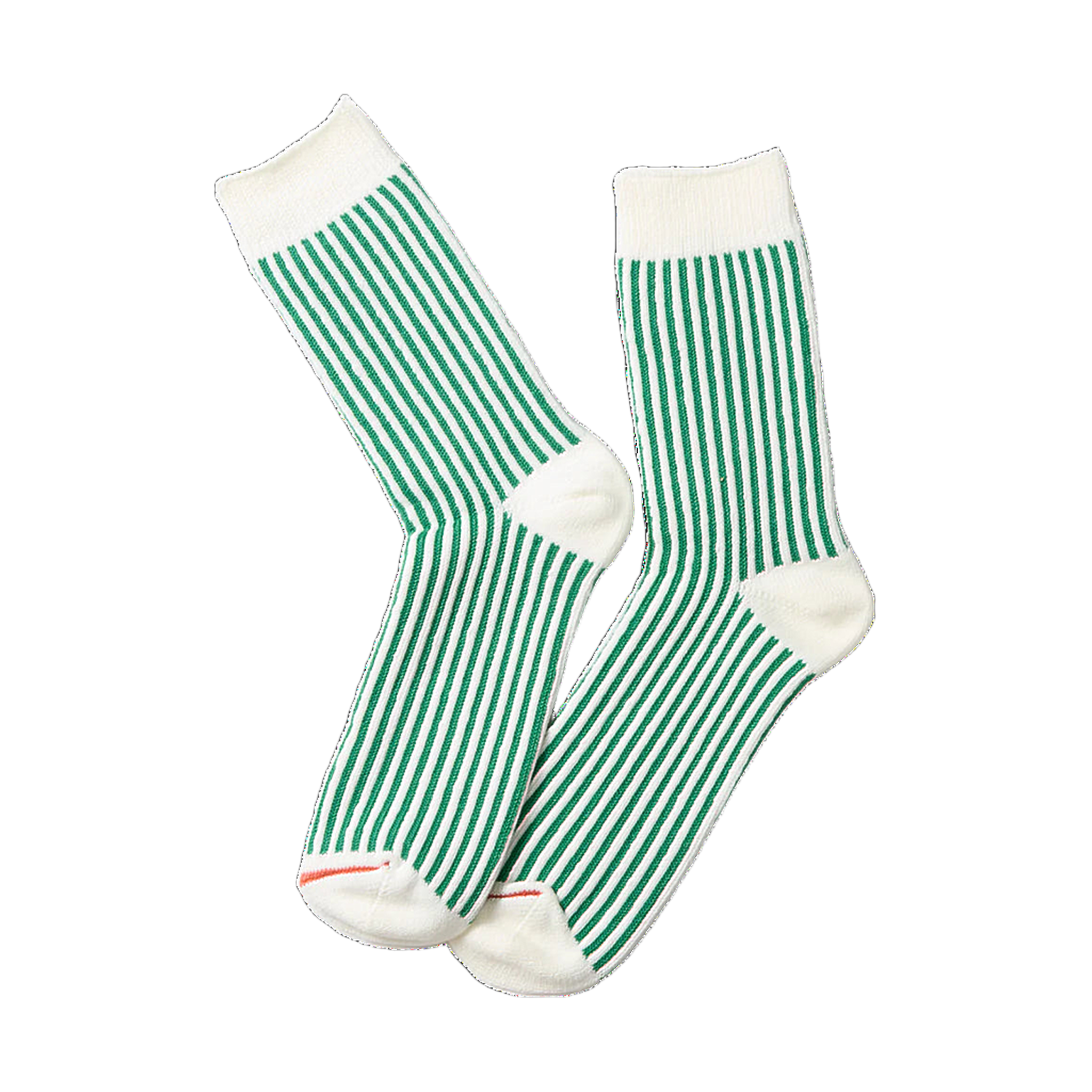 Vertical Stripe Socks - White/Green