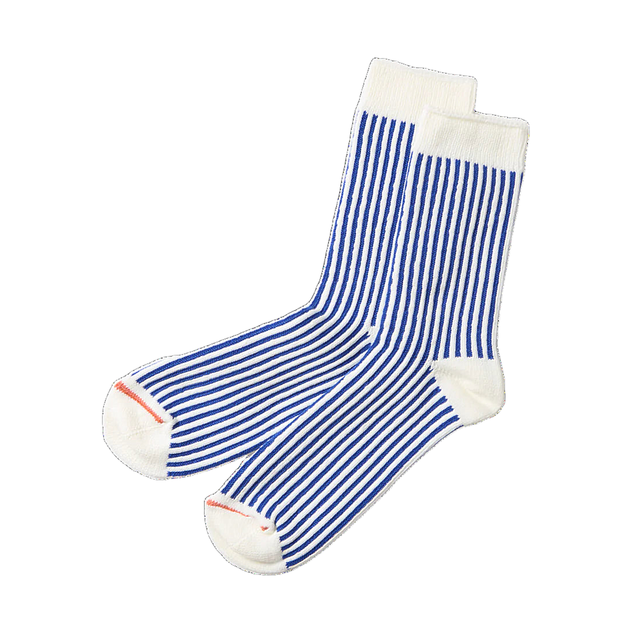 Vertical Stripe Socks - White/Royal Blue