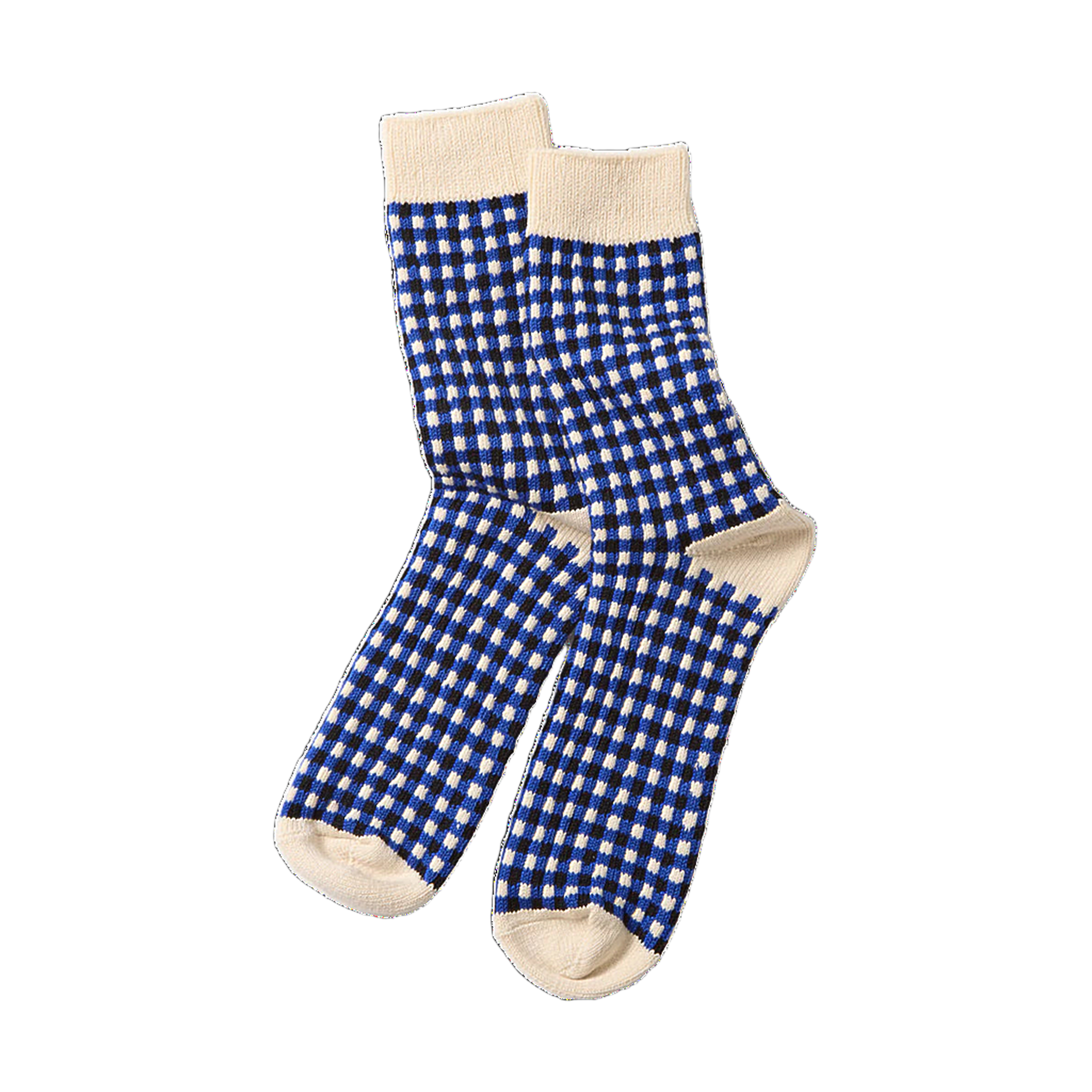 Gingham Check Socks - Blue/Black
