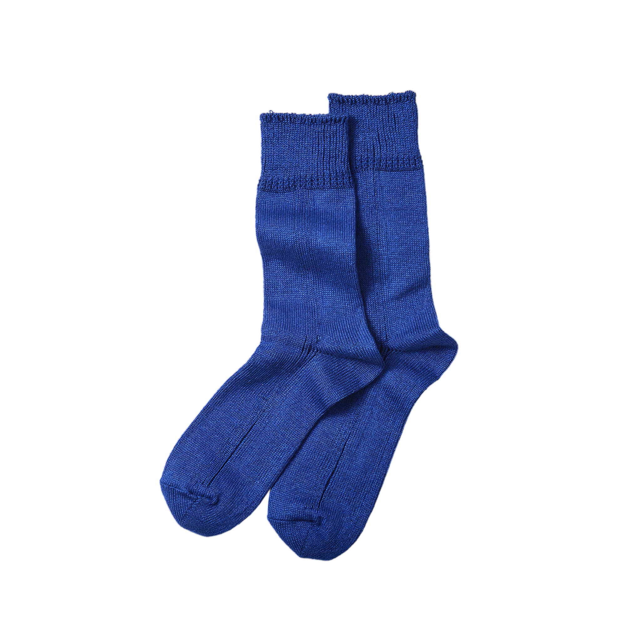 Vertical Line Linen Cotton Socks - Royal Blue