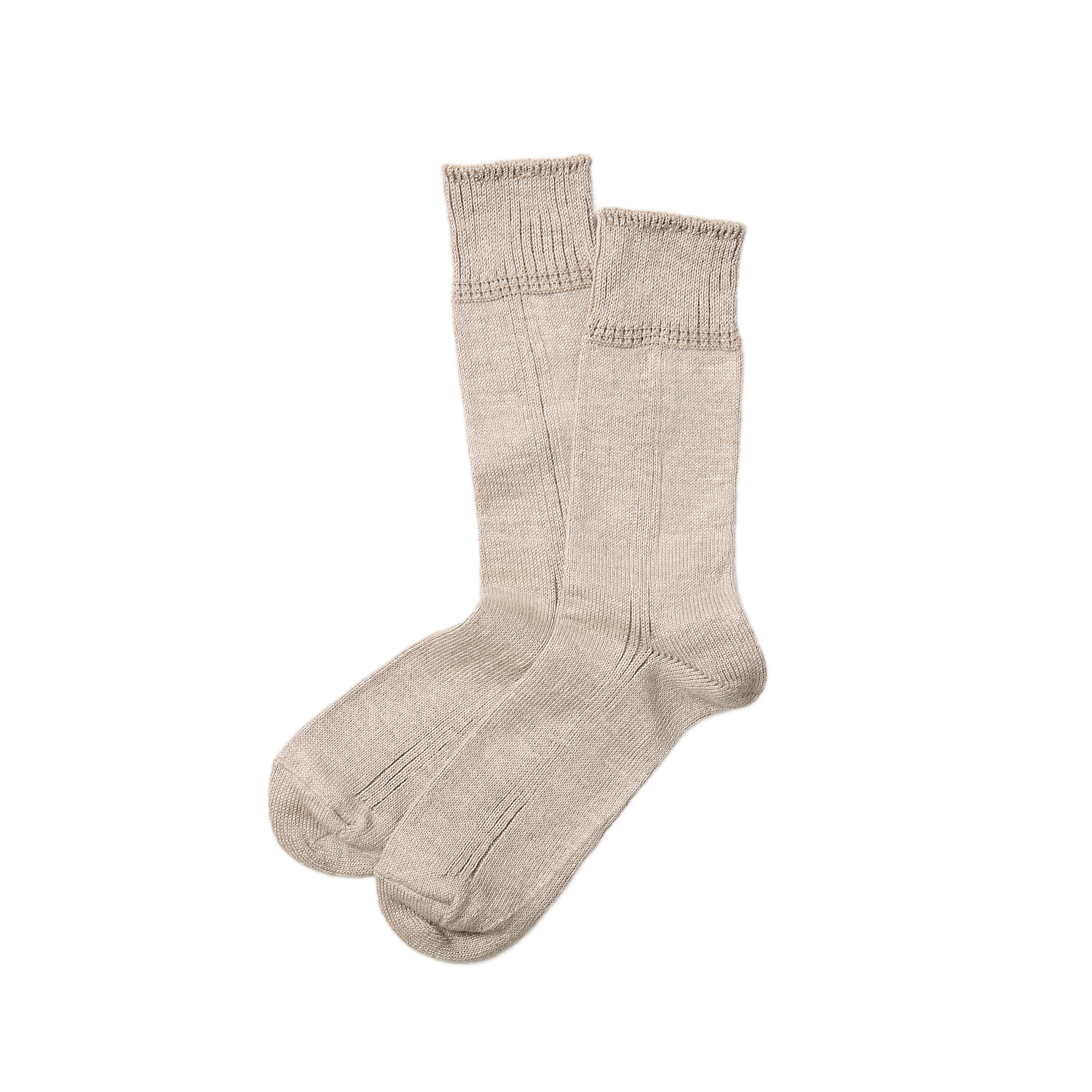 Vertical Line Linen Cotton Socks - Beige