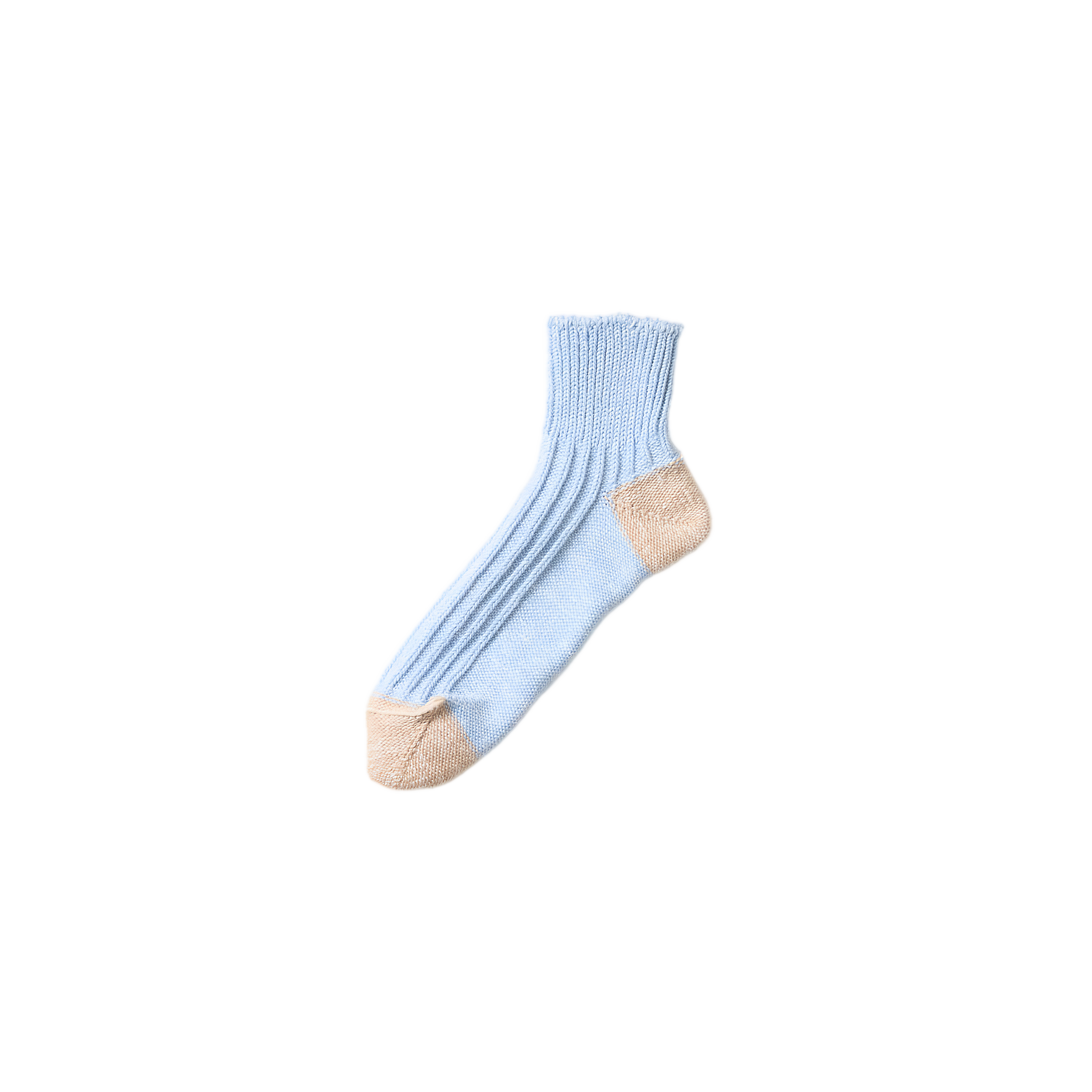 Low Gauge Ribbed Ankle Socks - Sax