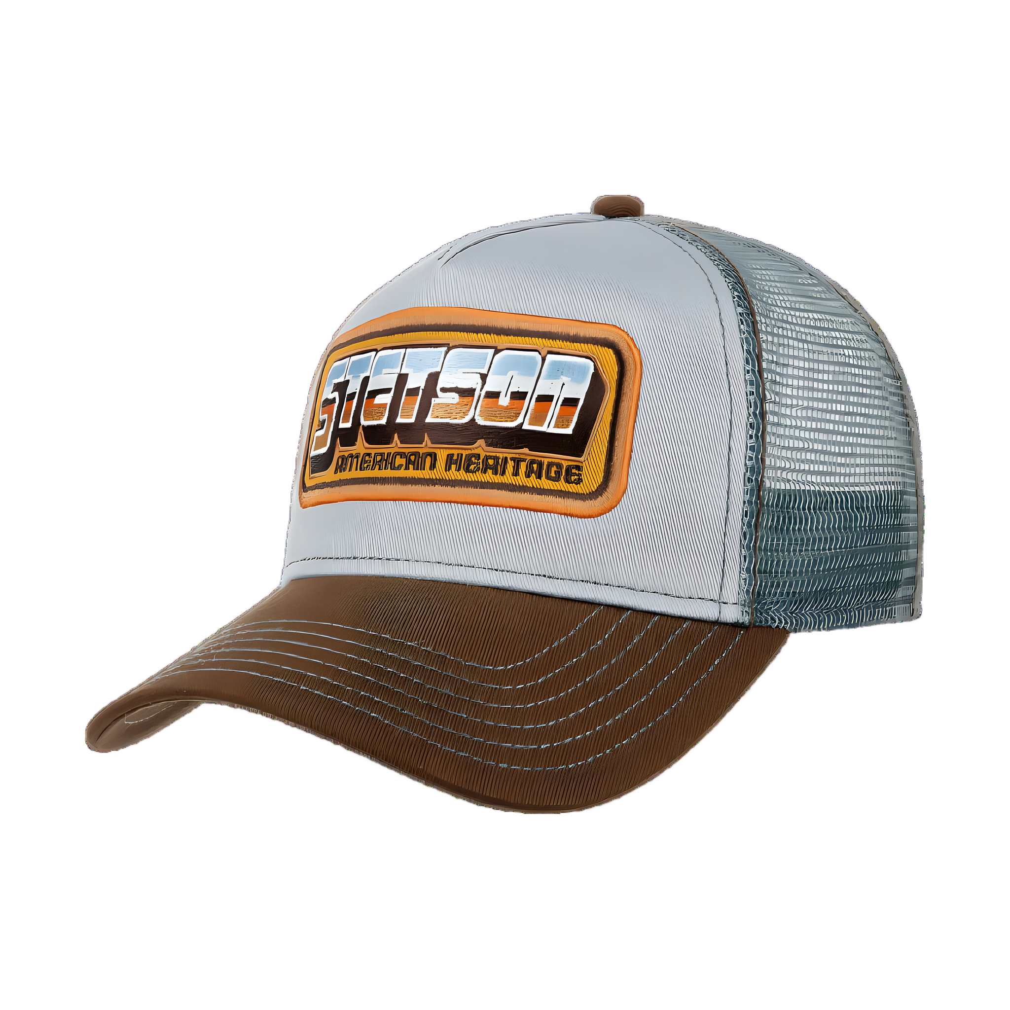 American Heritage Patch Trucker Cap - Brown/Blue