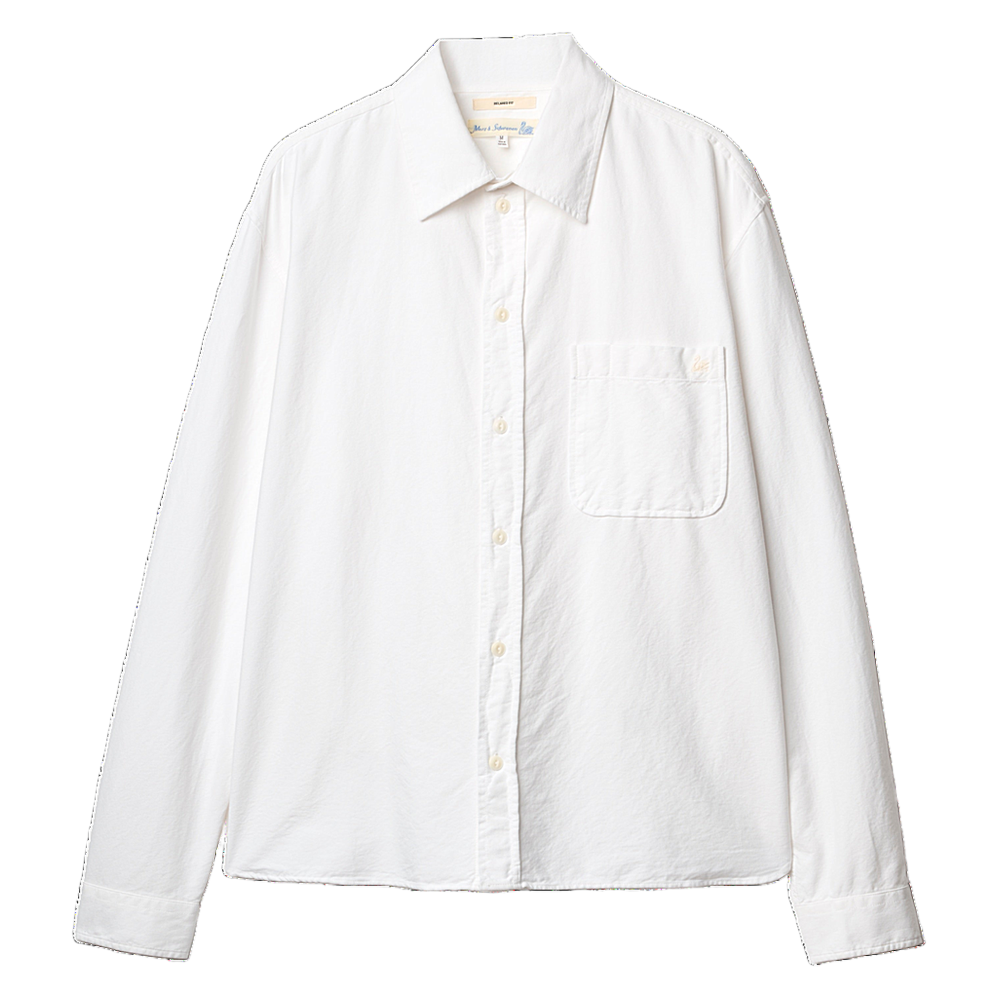 Modern-Cut Cotton Oxford Long Sleeve Shirt - White