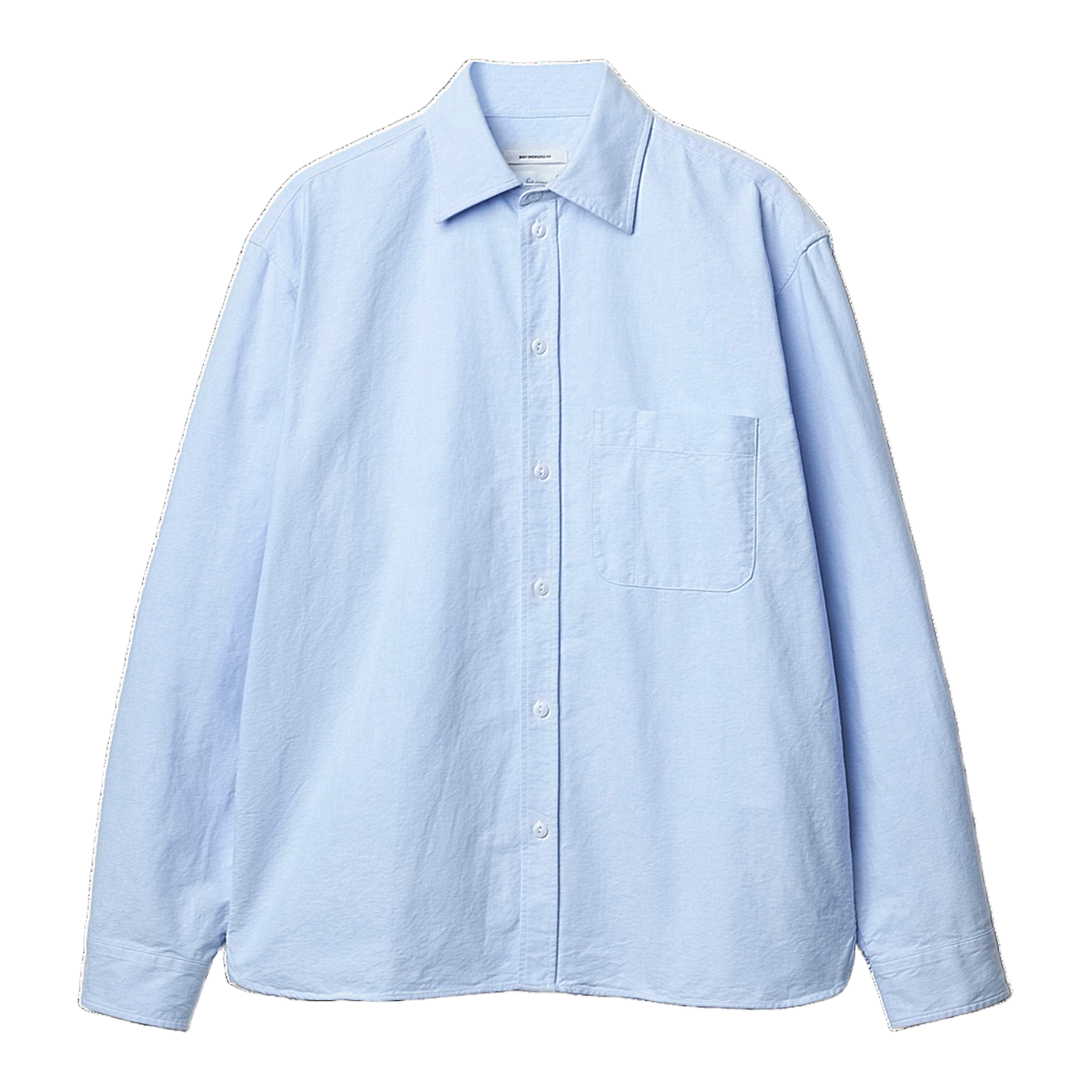 Modern-Cut Cotton Oxford Long Sleeve Shirt - Light Blue/White
