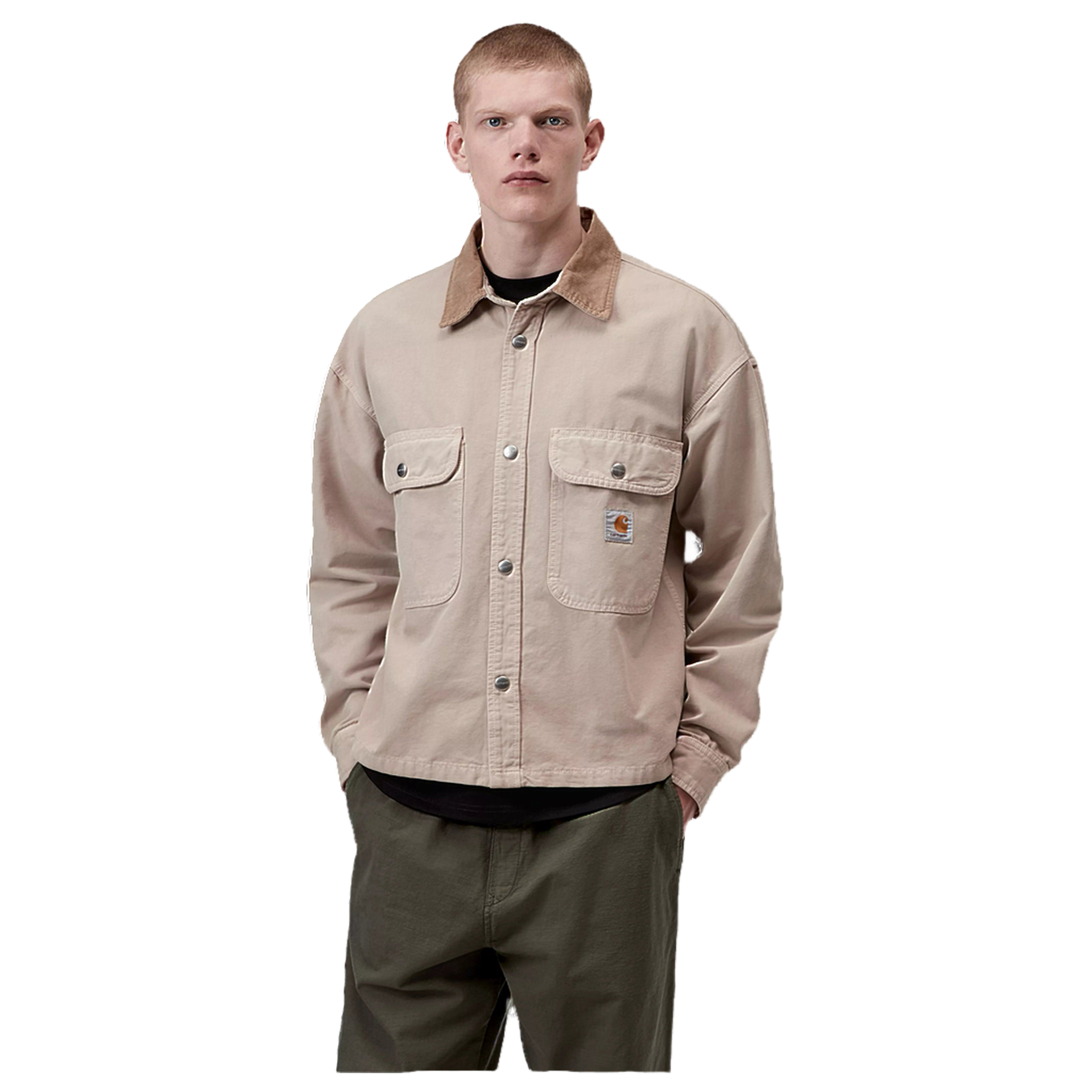 Prescott Shirt Jac - String/Leather, Garment dyed