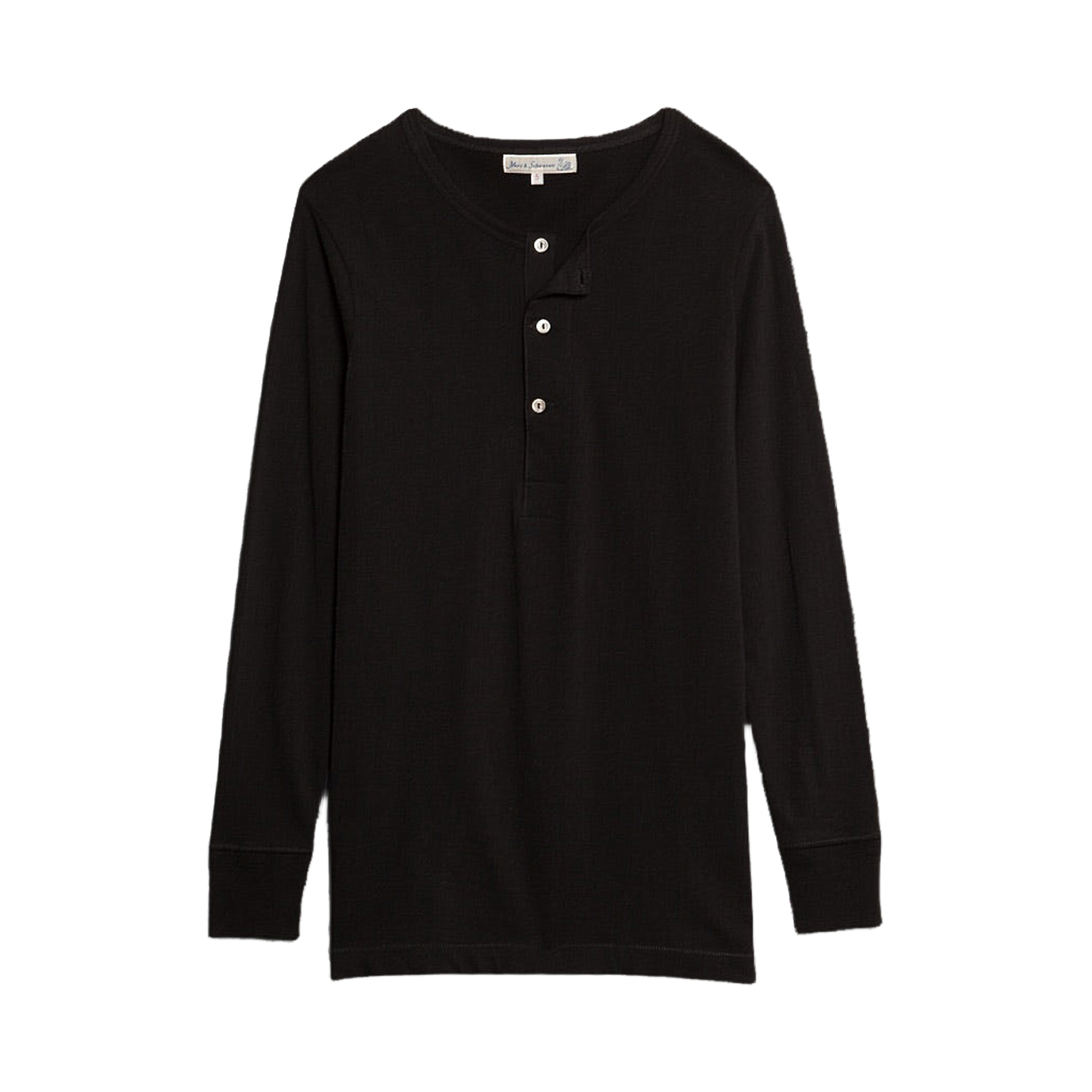 206 Long Sleeve Henley - Deep Black