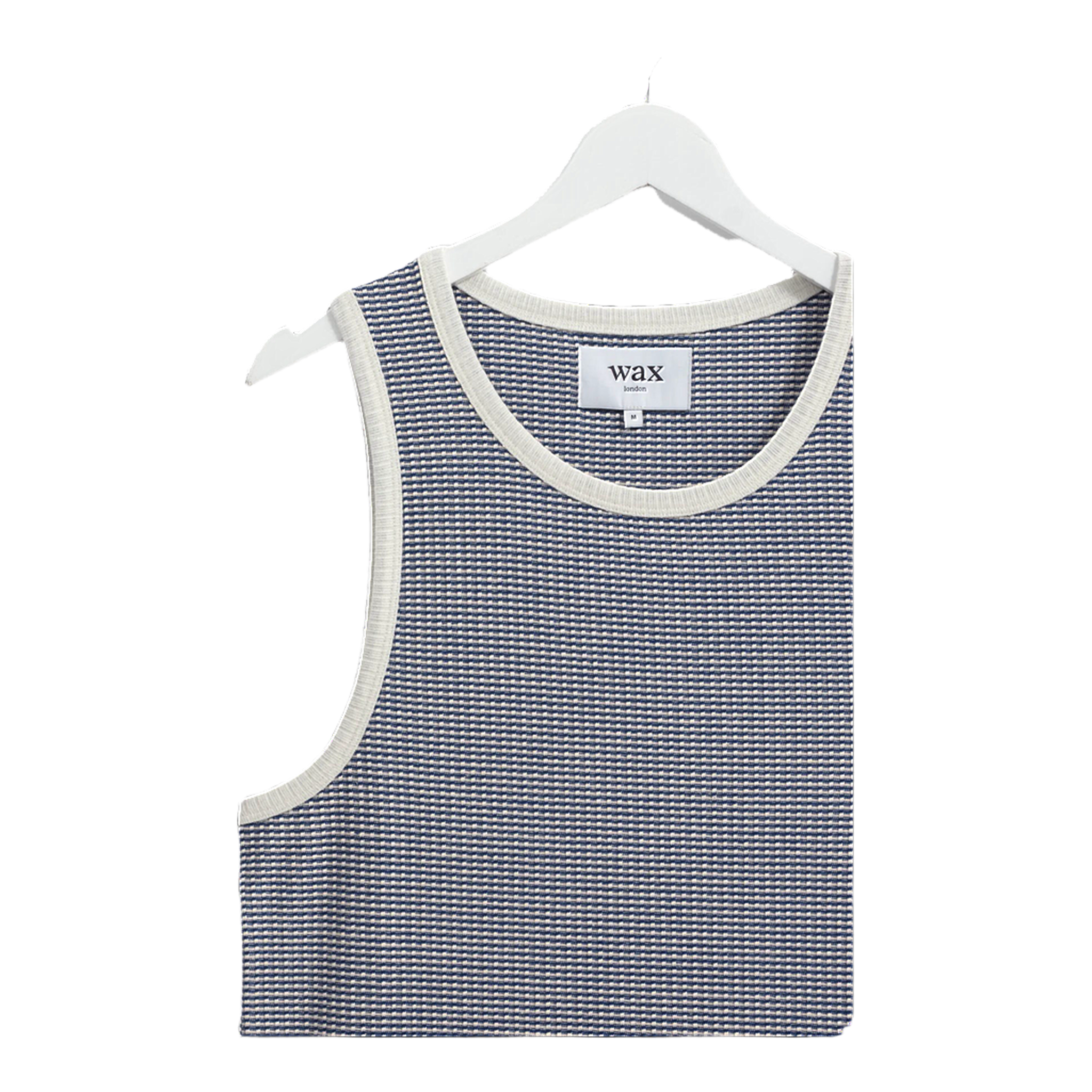 Montague Vest - Mini Stripe Rib - Blue/Ecru
