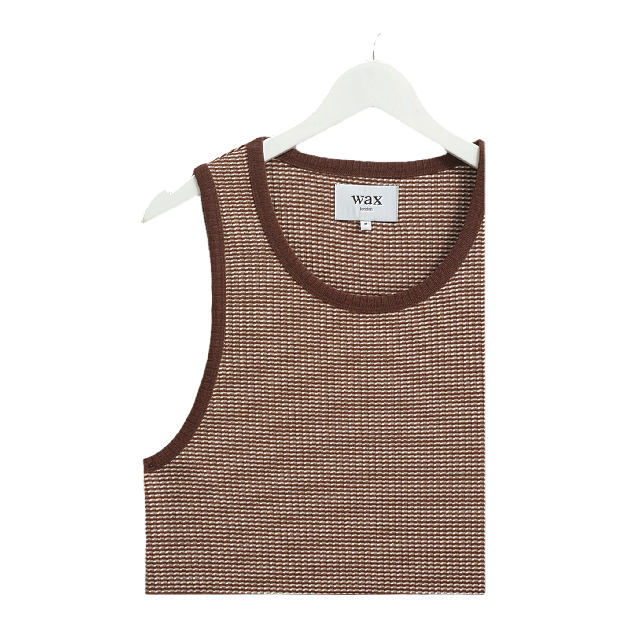 Montague Vest - Mini Stripe Rib - Brown/Ecru