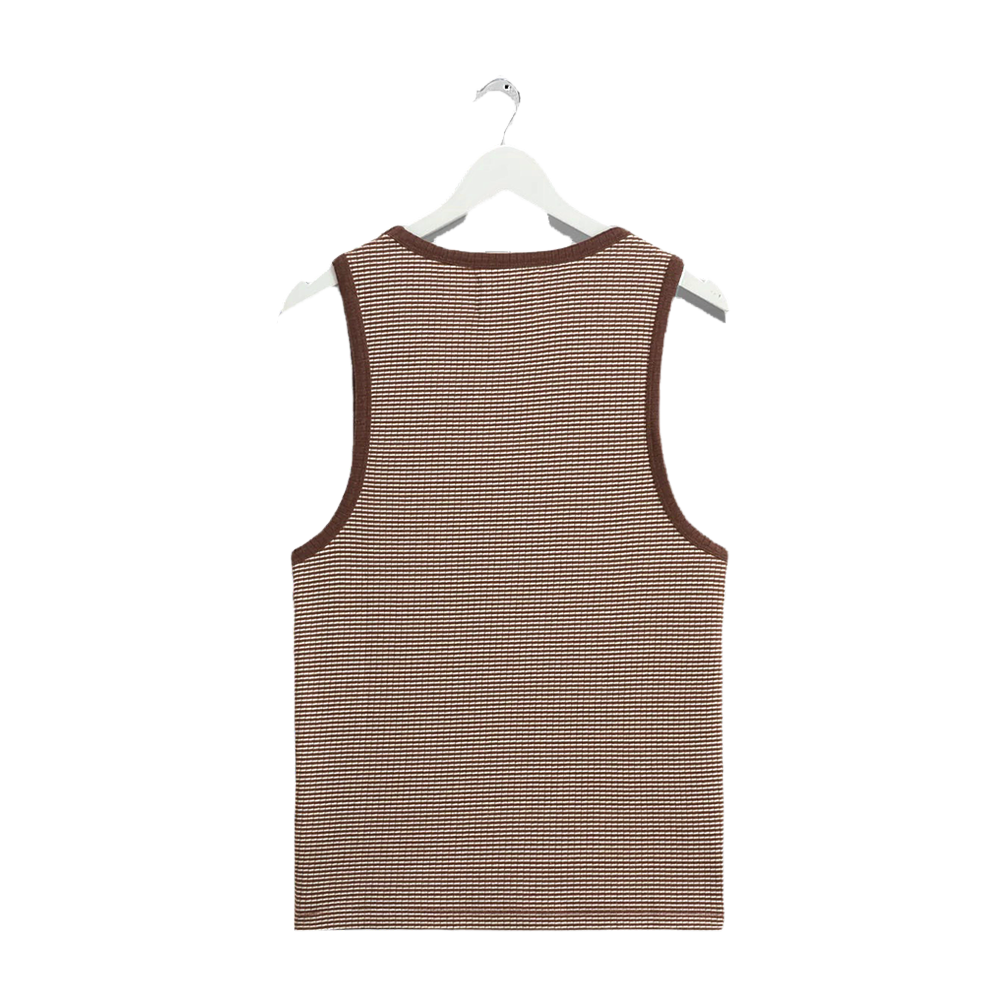Montague Vest - Mini Stripe Rib - Brown/Ecru