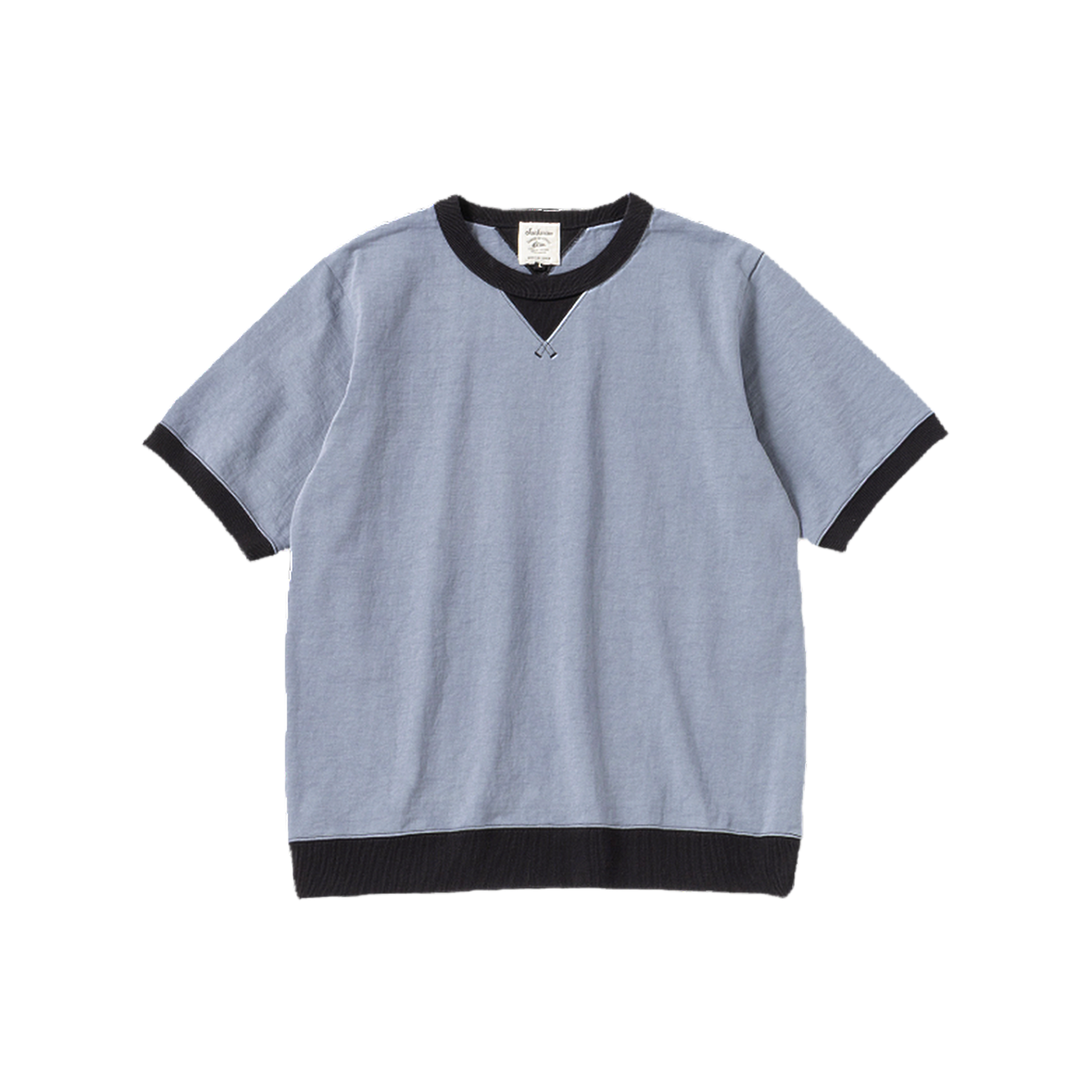 Dotsume Rib T-shirt - Wolf grey x BK