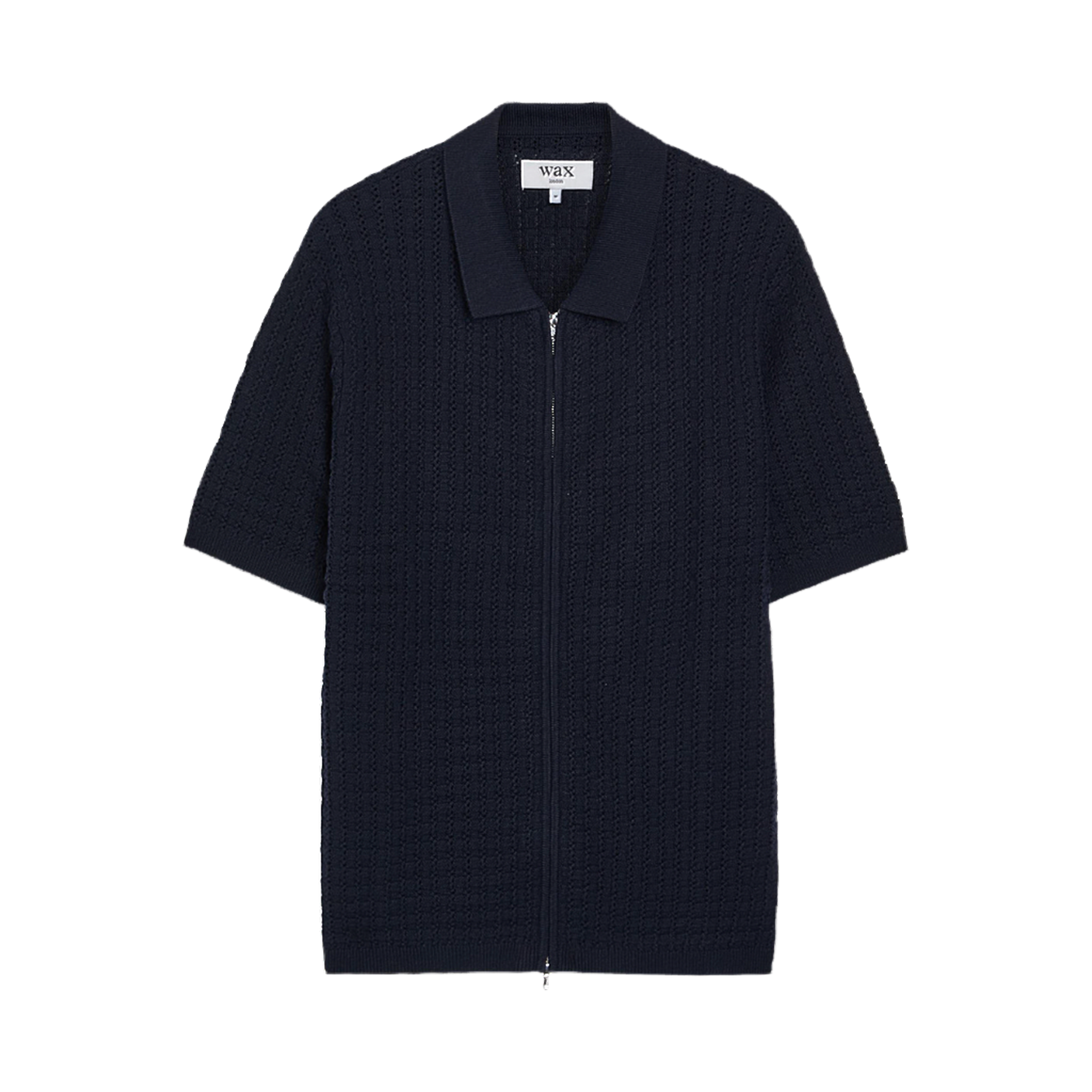 Goldie Zip Polo - Mix Stitch Cotton - Navy
