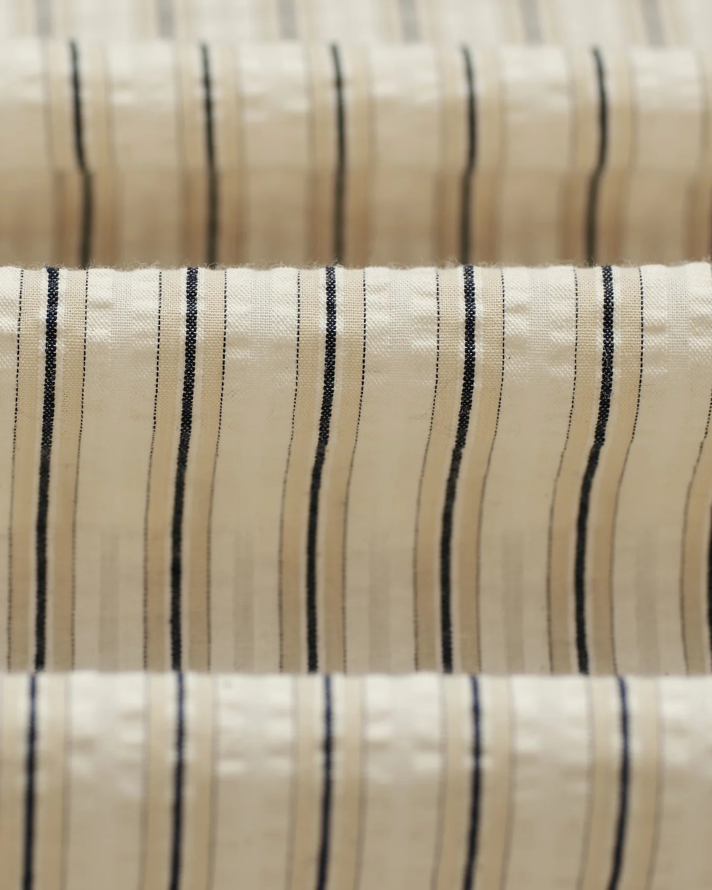 Sears Zip S/S Shirt - Seersucker Stripe - Natural/Navy
